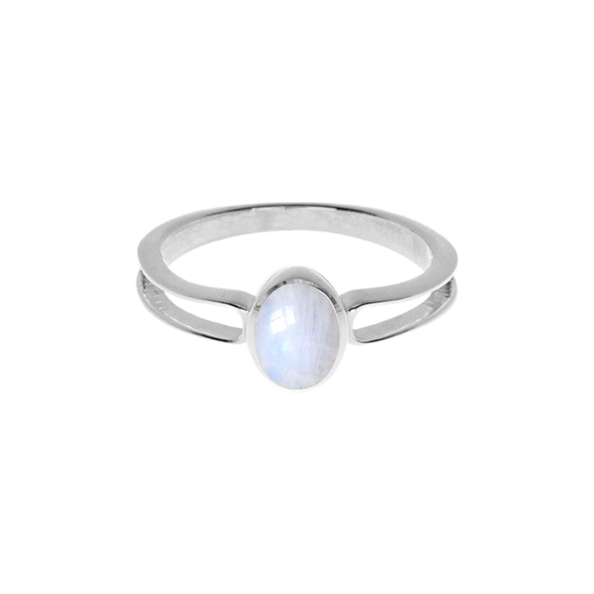 Bridget split ring with rainbow moonsone
