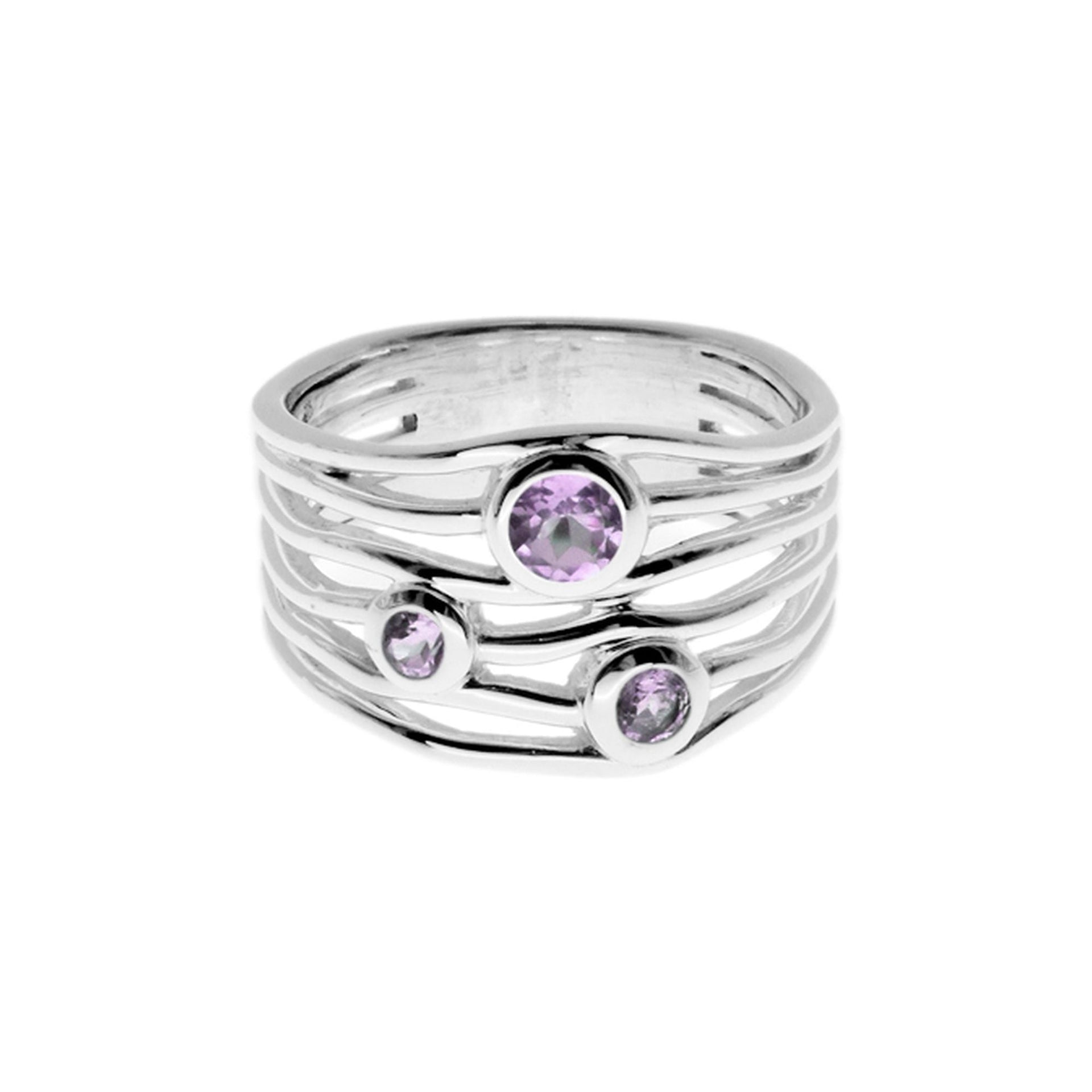 Lola 3-stone amethyst split band ring