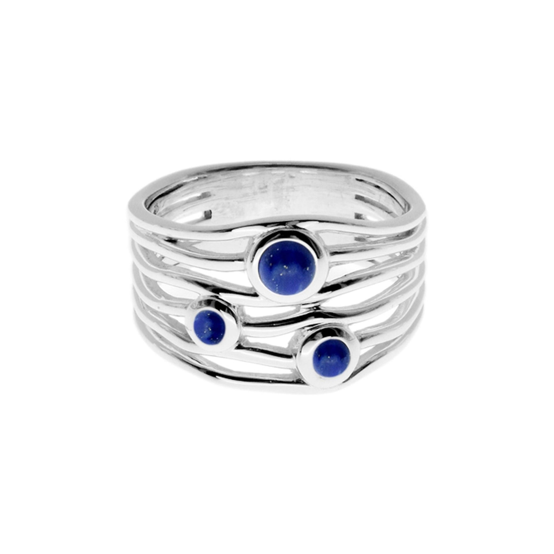 Lola 3-stone lapis lazuli split band ring
