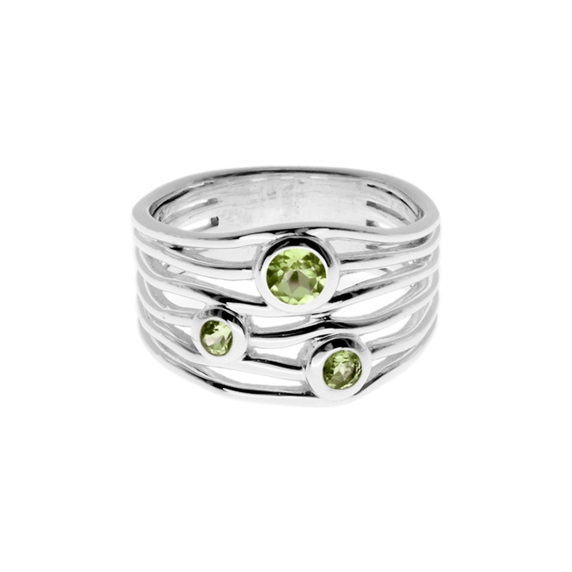 Lola 3-stone peridot split band ring