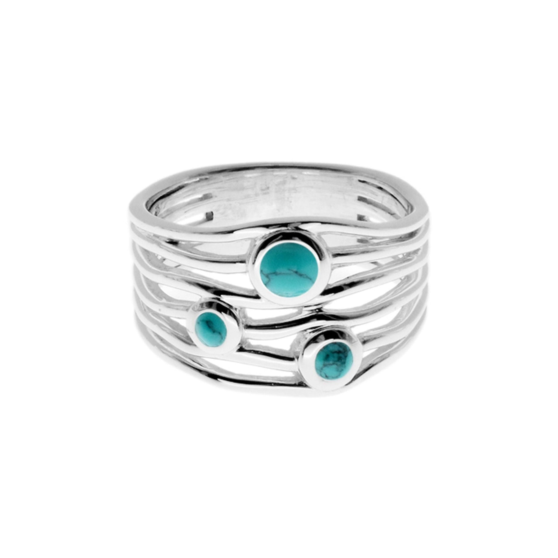 Lola 3-stone turquoise split band ring