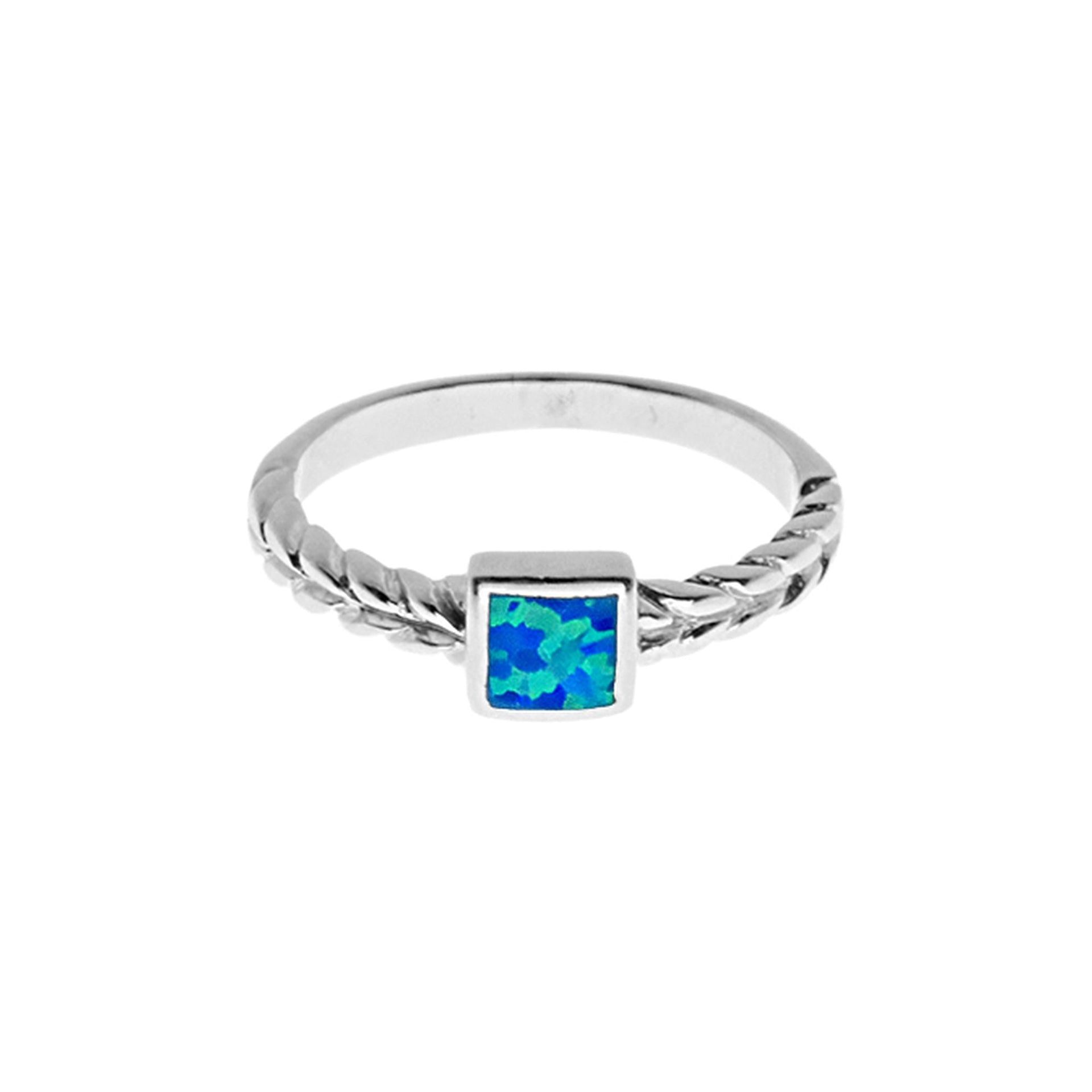 Chloe square blue opalique ring