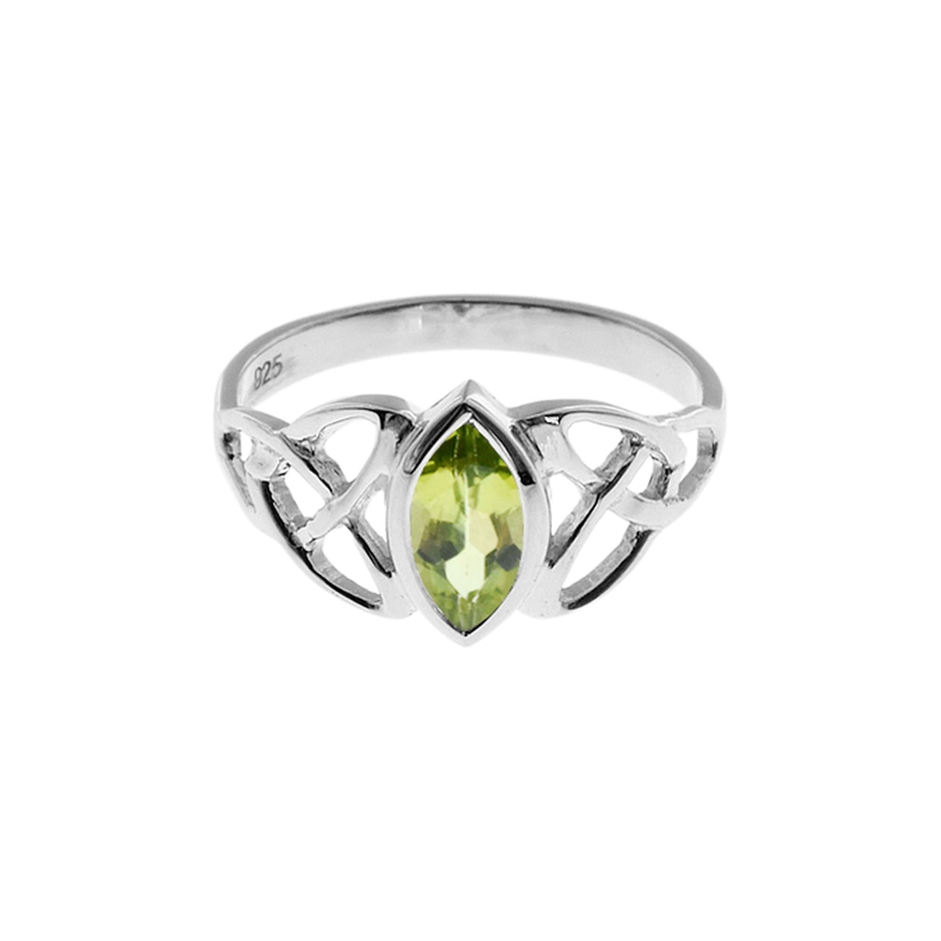 Betsy Celtic ring with peridot marquis