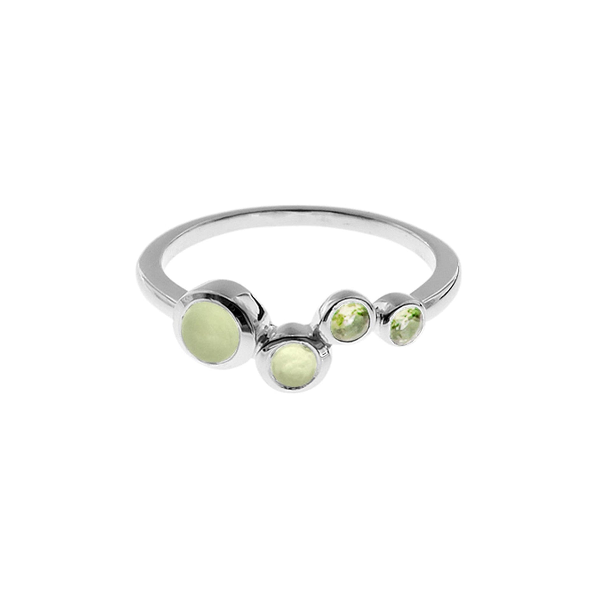 Bridget quadruplet prehnite & peridot ring