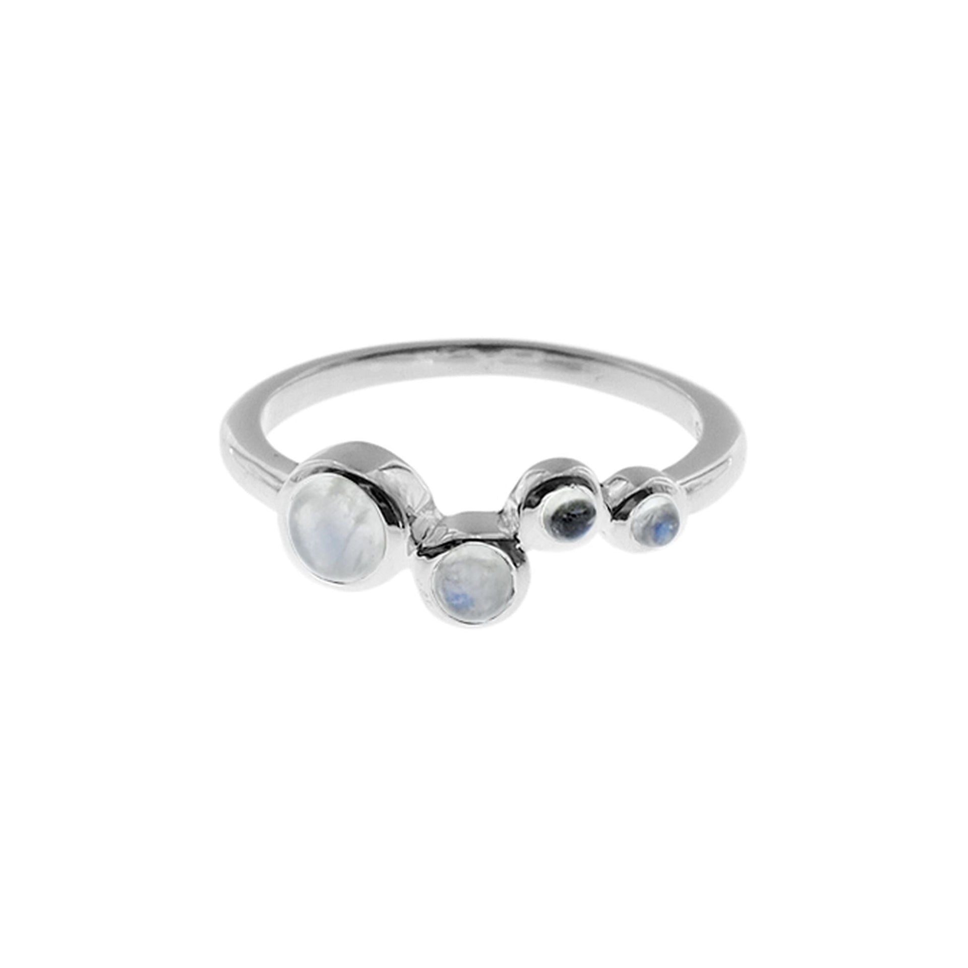 Bridget quadruplet rainbow moonstone ring