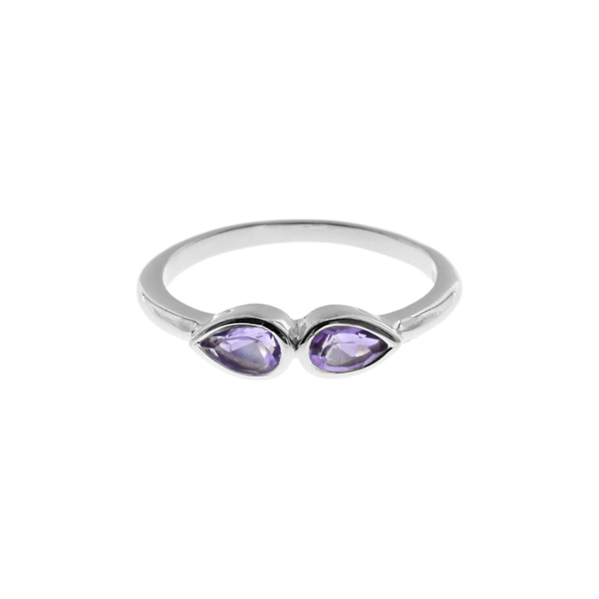Bridget adjoined teardrop amethyst ring