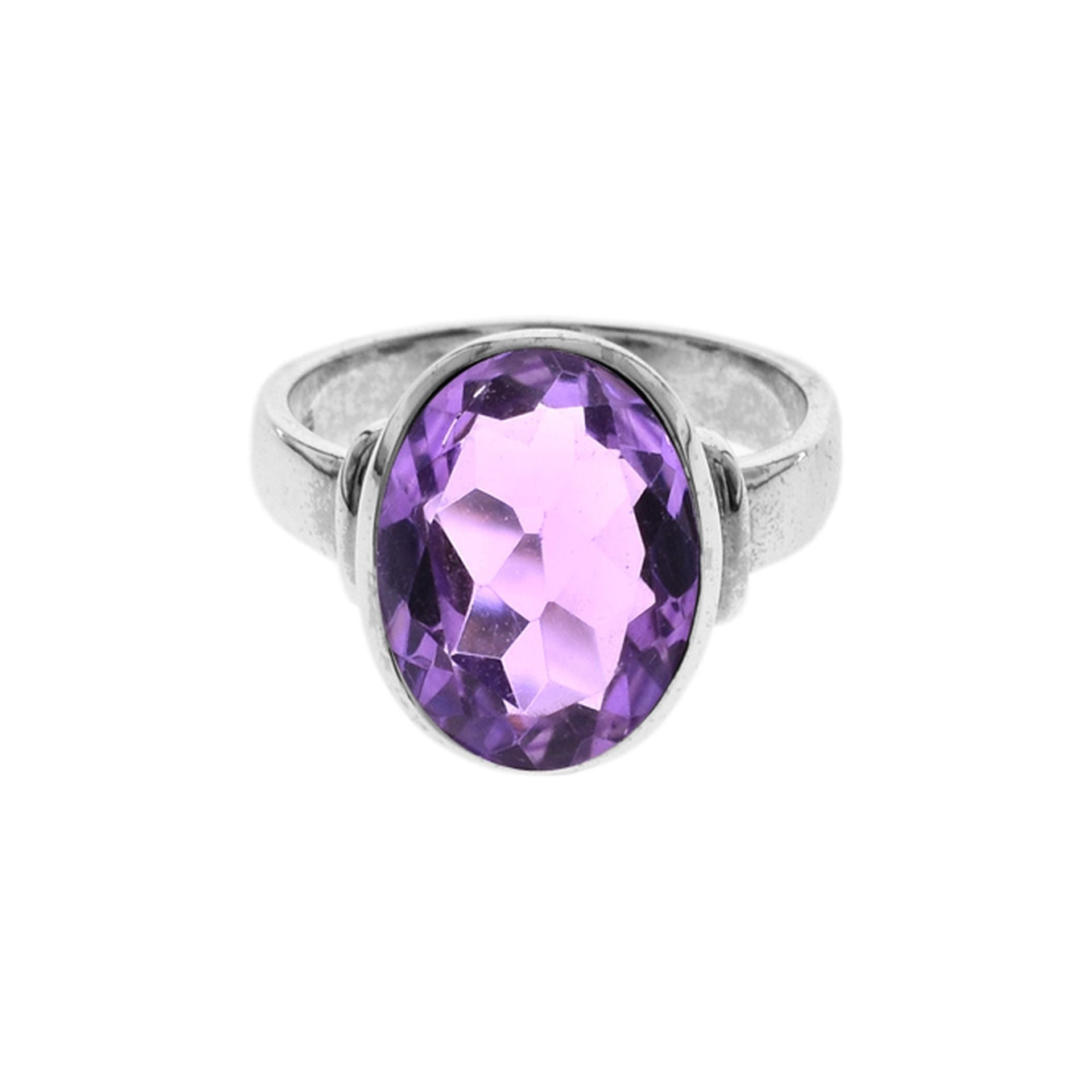 Samira oval amethyst facet with shoulder detail ring