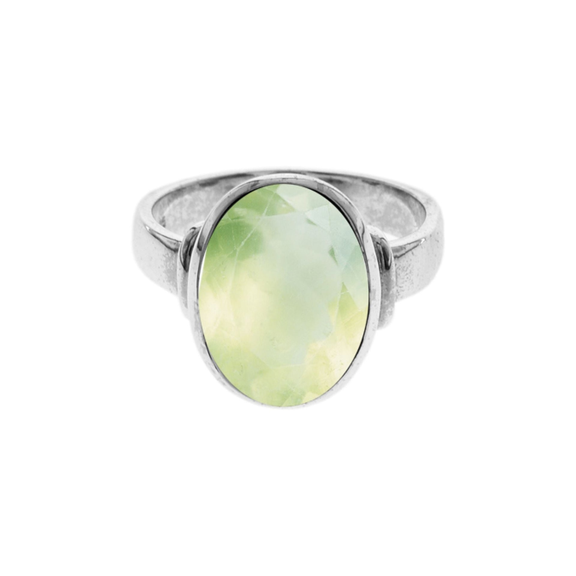 Samira oval prehnite with shoulder detail ring