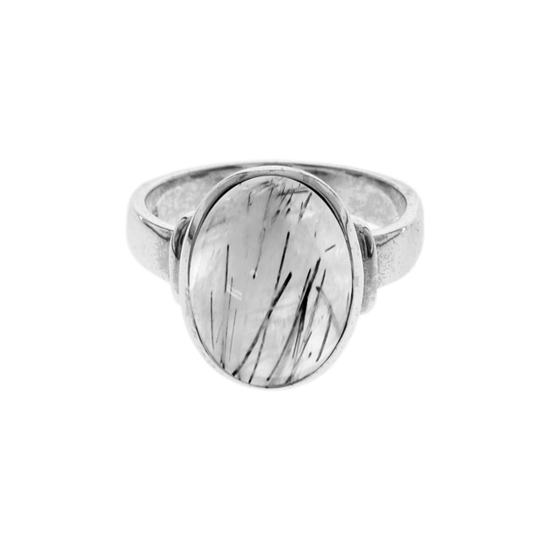 Samira oval tourmalated quartz with shoulder detail ring