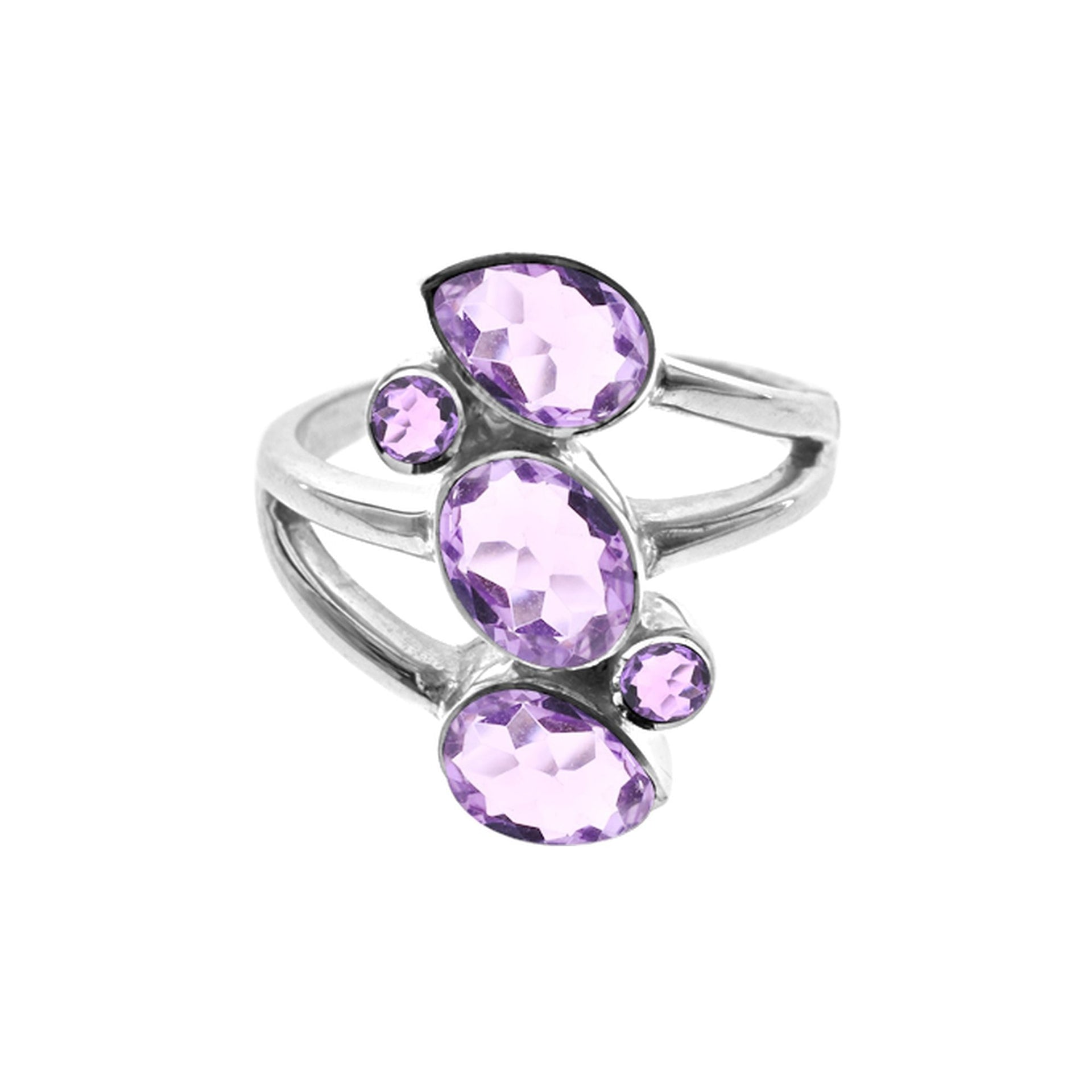 Amy faceted amethyst five stone ring