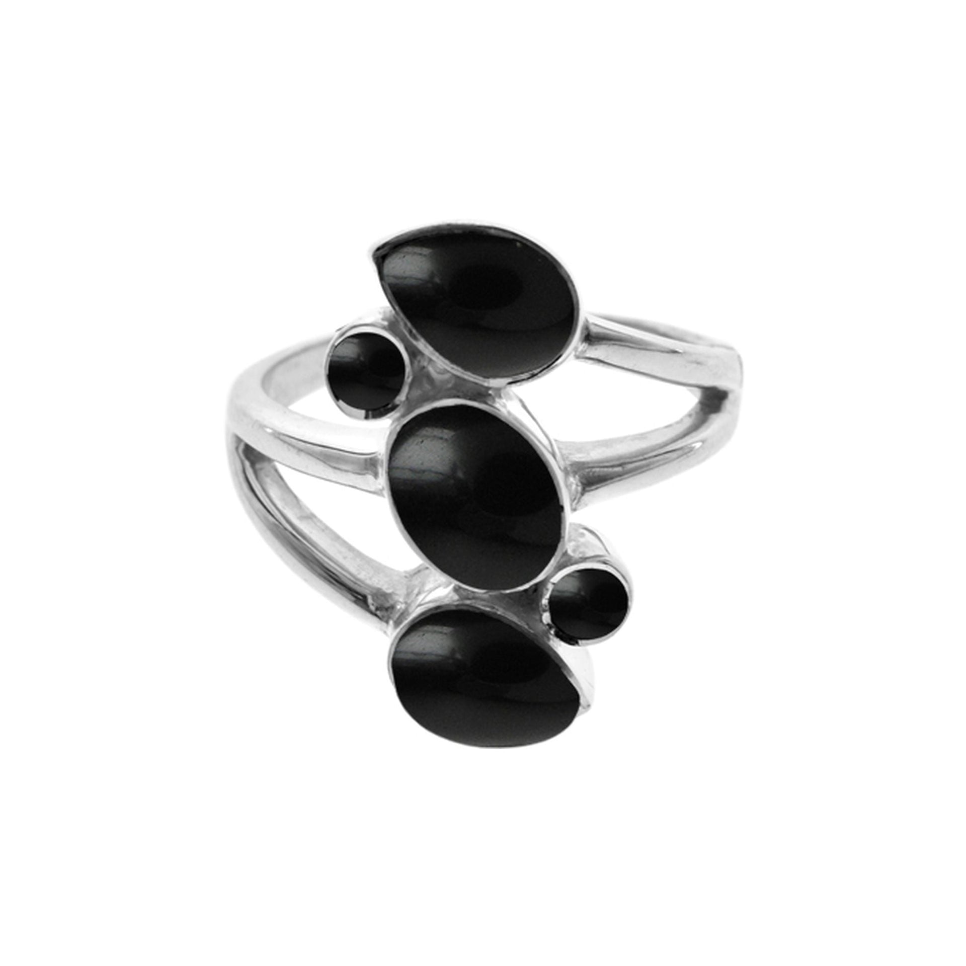 Amy black onyx five stone ring