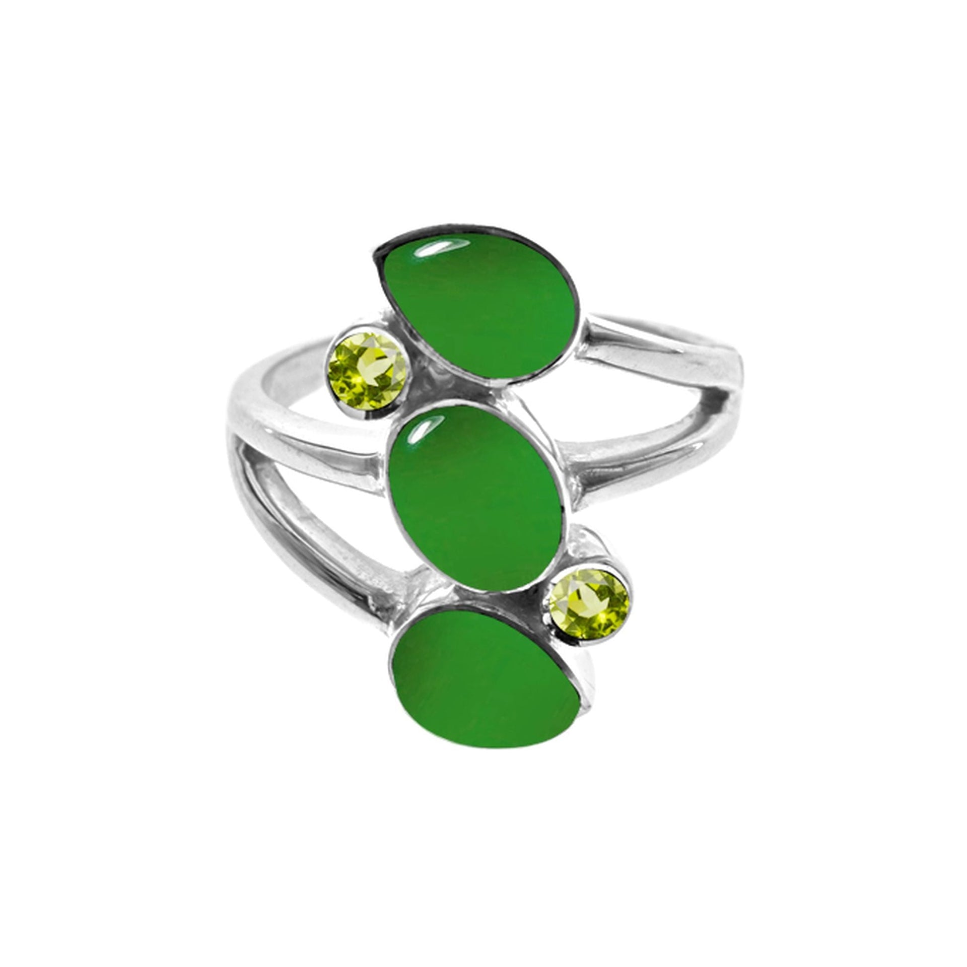 Amy green agate & peridot five stone ring