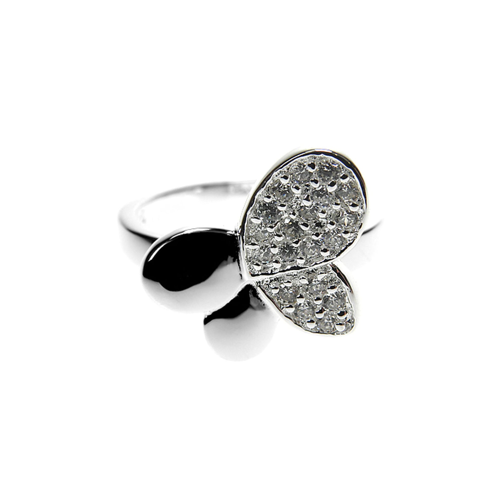 Butterfly ring with micro-set CZ