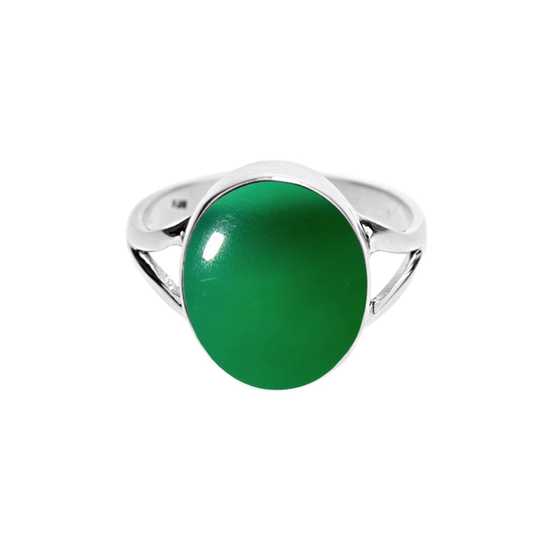 Samira oval green agate split band ring