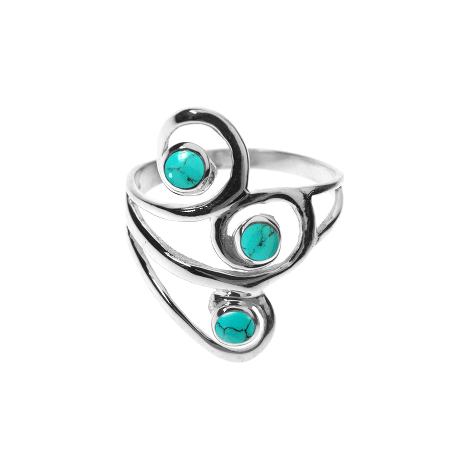 Ivy triple turquoise open swirl ring