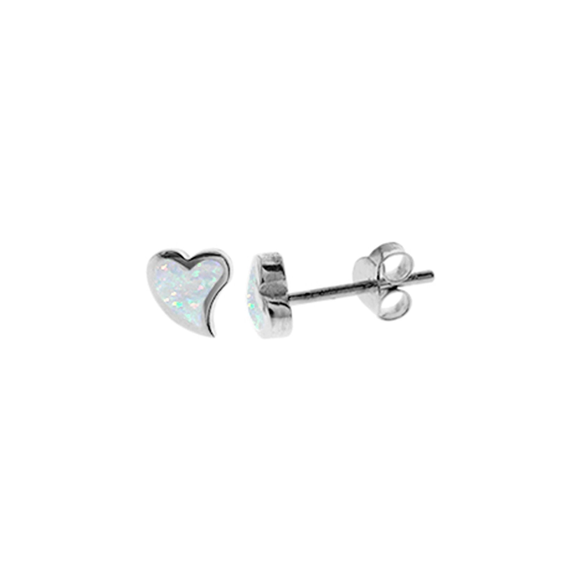 Diana small white opalique heart studs