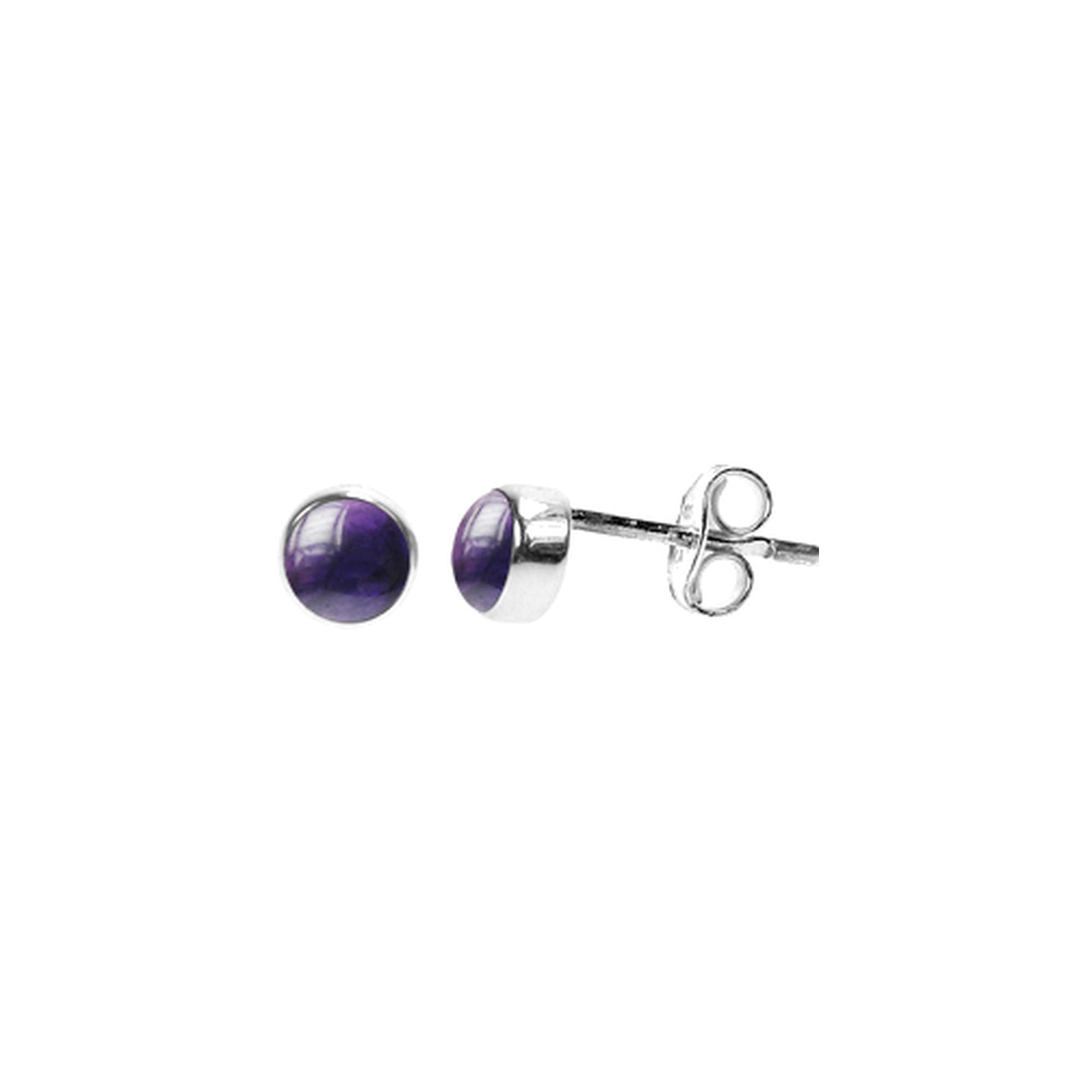 Samira small plain round amethyst studs