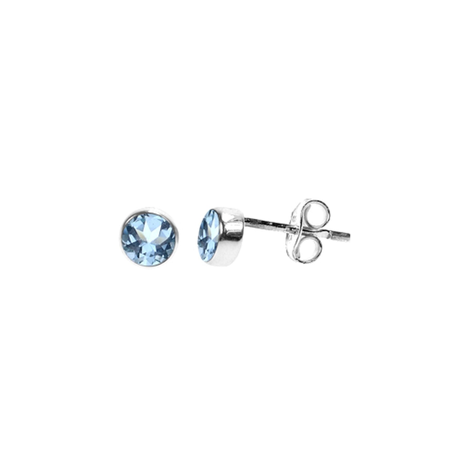 Samira small plain round blue topaz studs