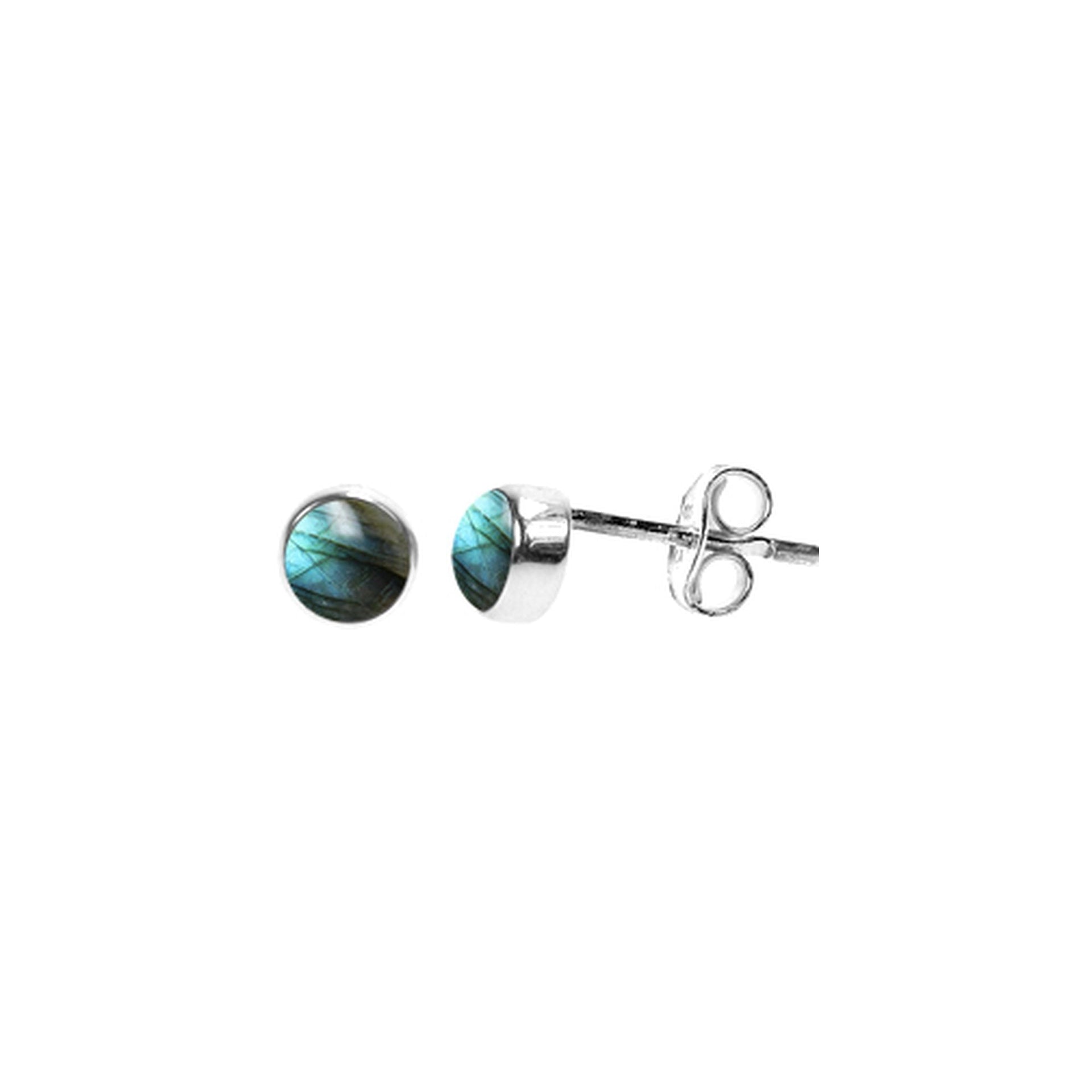 Samira small plain round labradorite studs