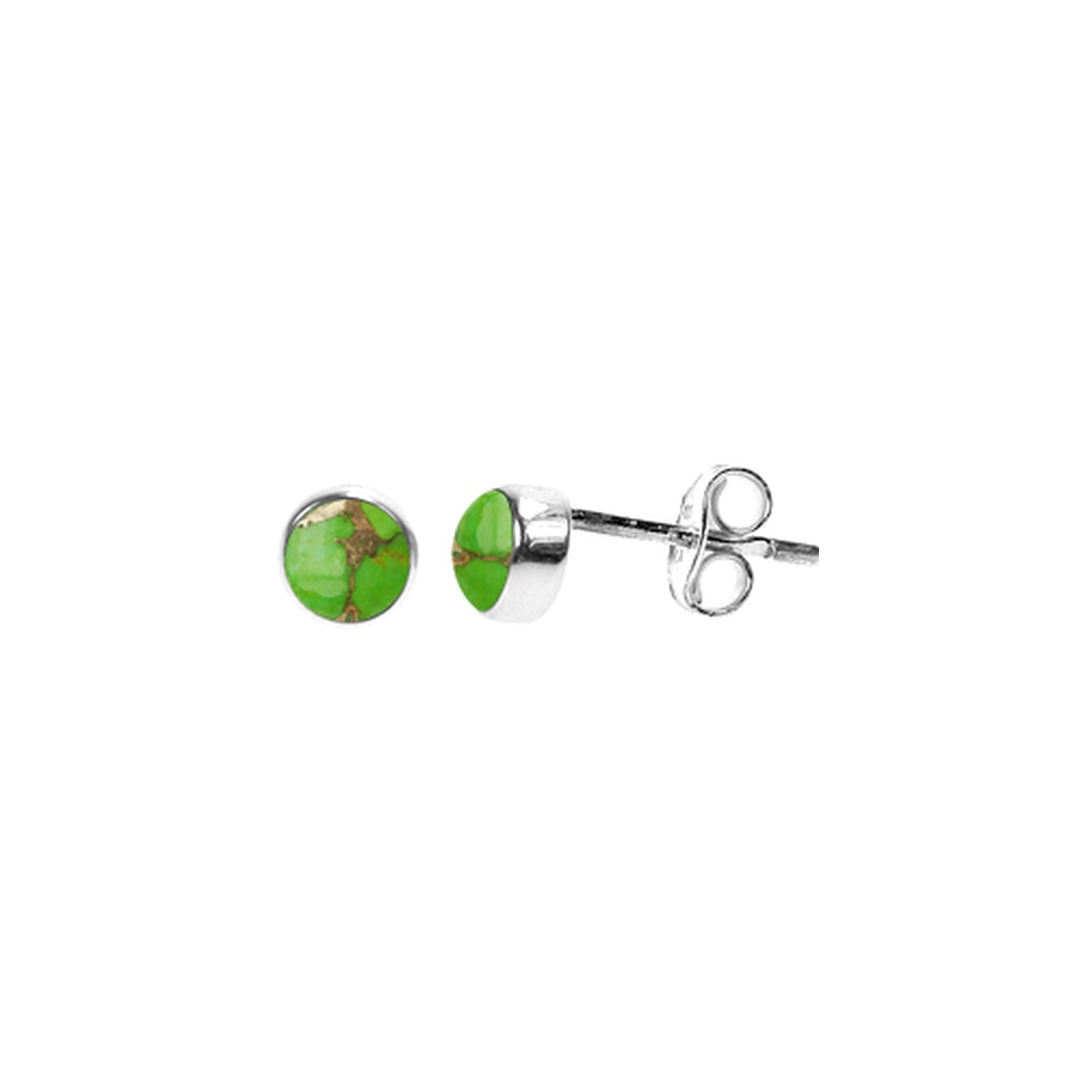Samira small plain round green mohave studs