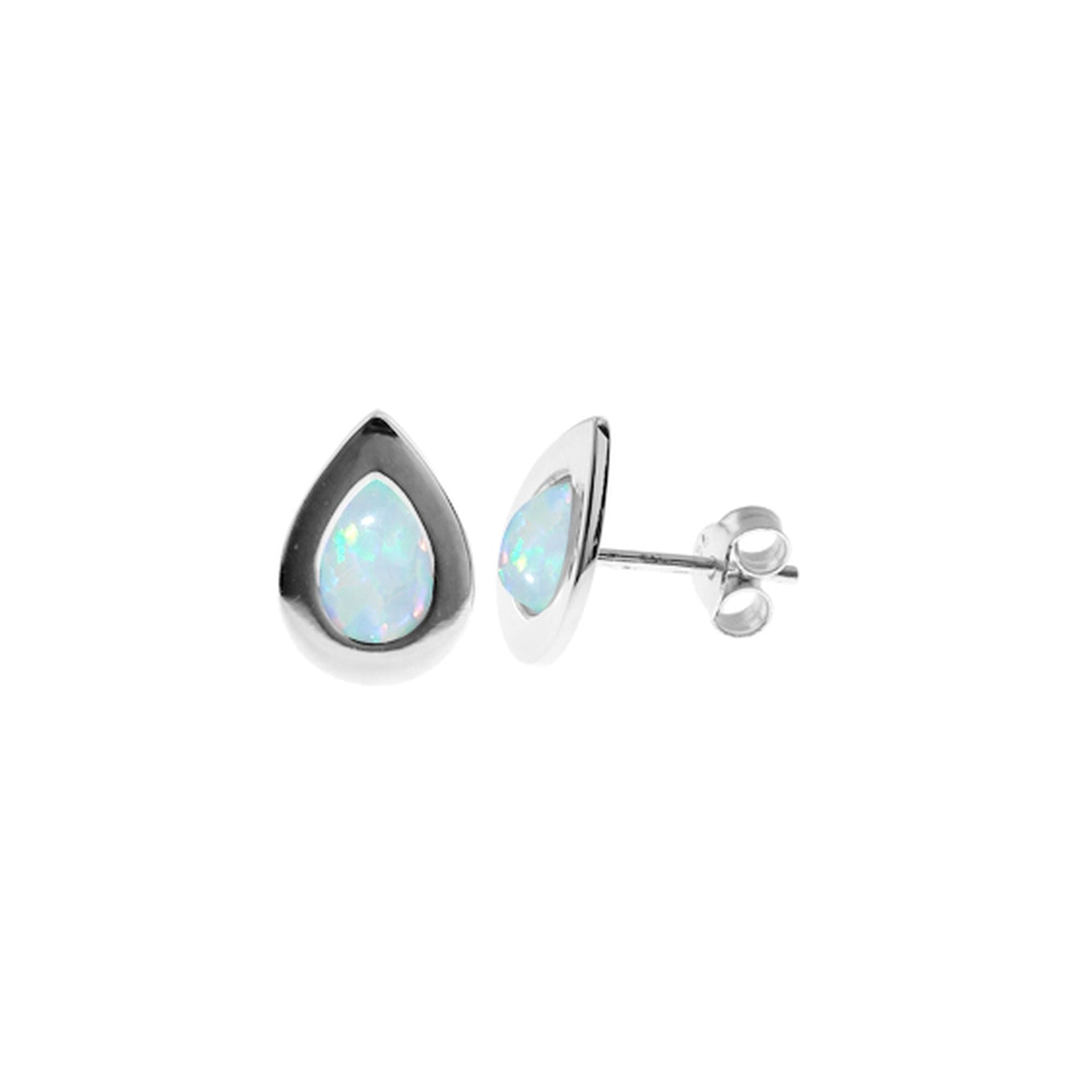 Angelica wide framed white opalique teardrop studs