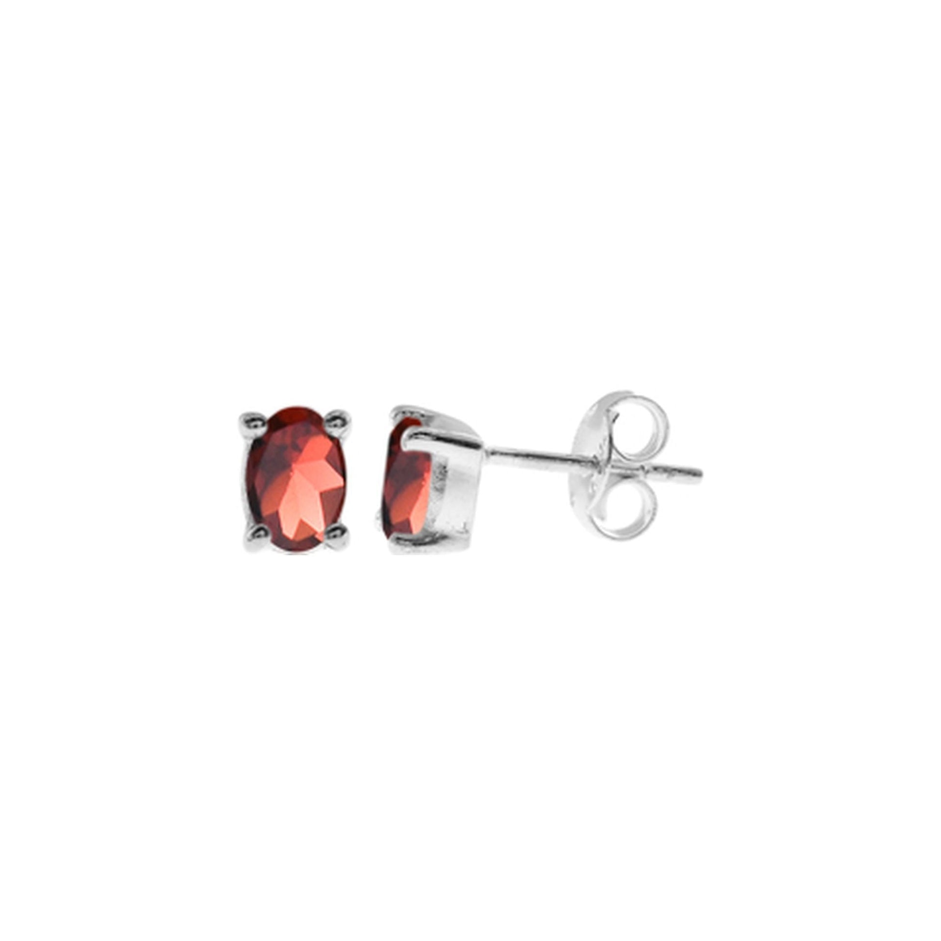 Kara oval garnet facet studs