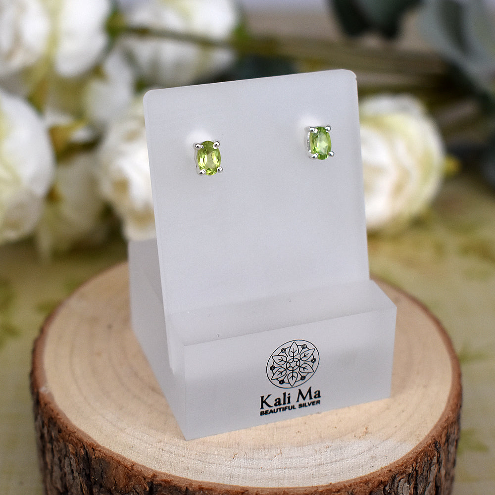 Kara oval peridot facet studs