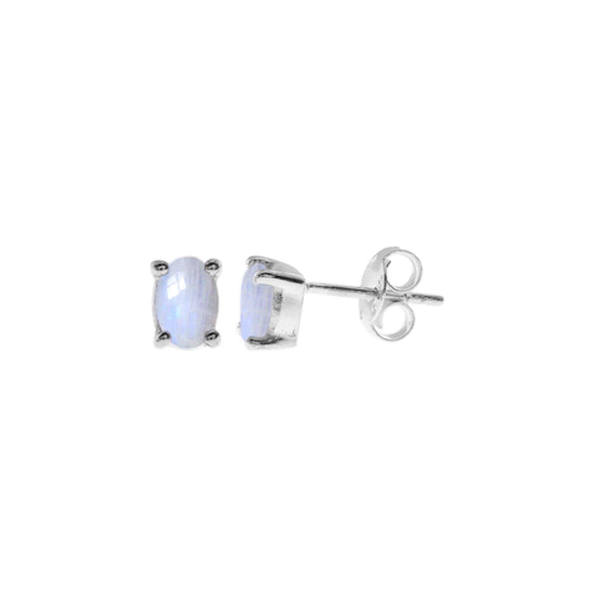 Kara oval rainbow moonstone studs