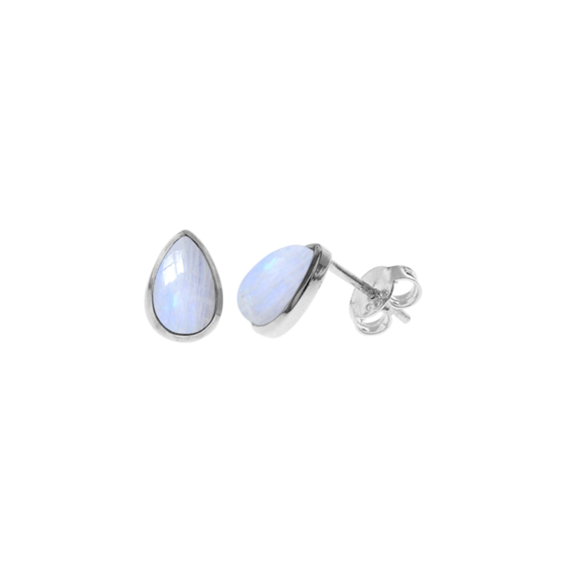 Lola collet-set teardrop rainbow moonstone studs