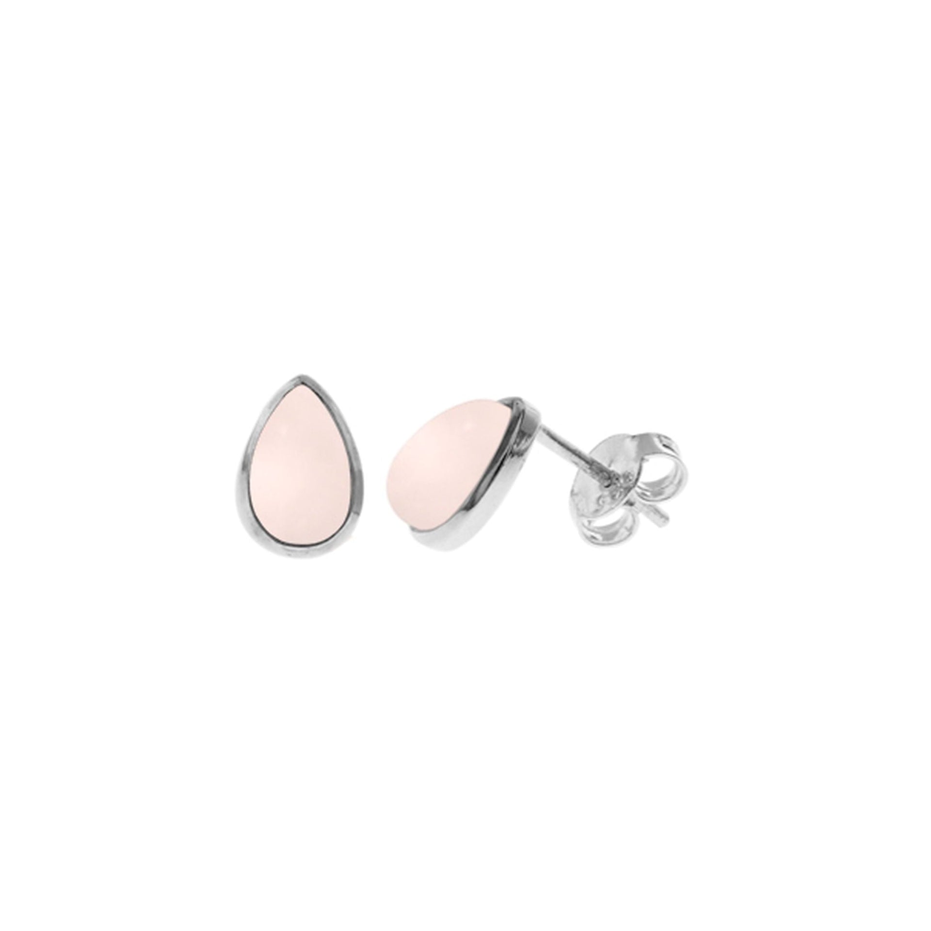 Lola collet-set teardrop rose quartz studs