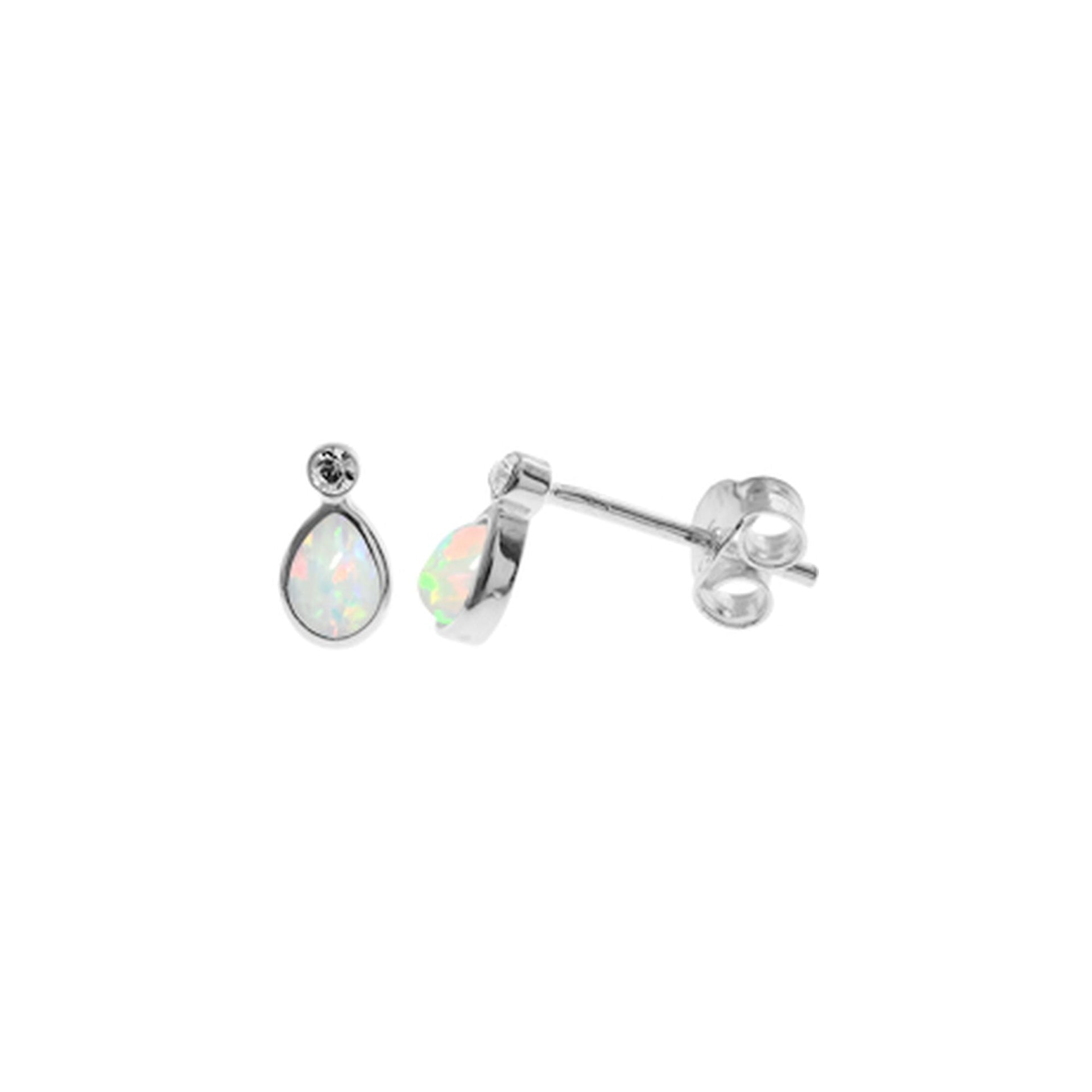 Alexis small teardrop white opalique & CZ studs
