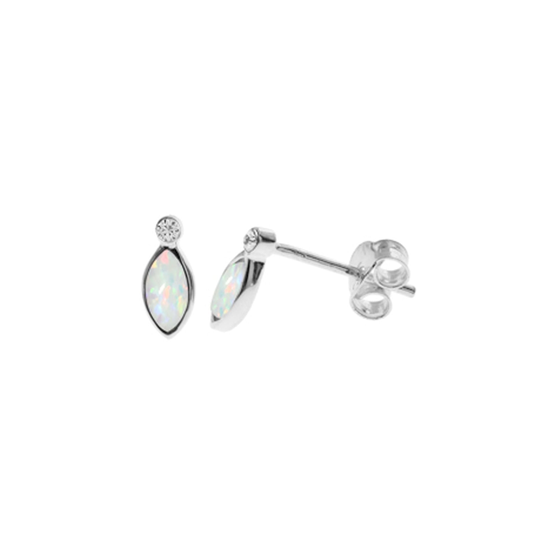 Alexis small marquis white opalique & CZ studs