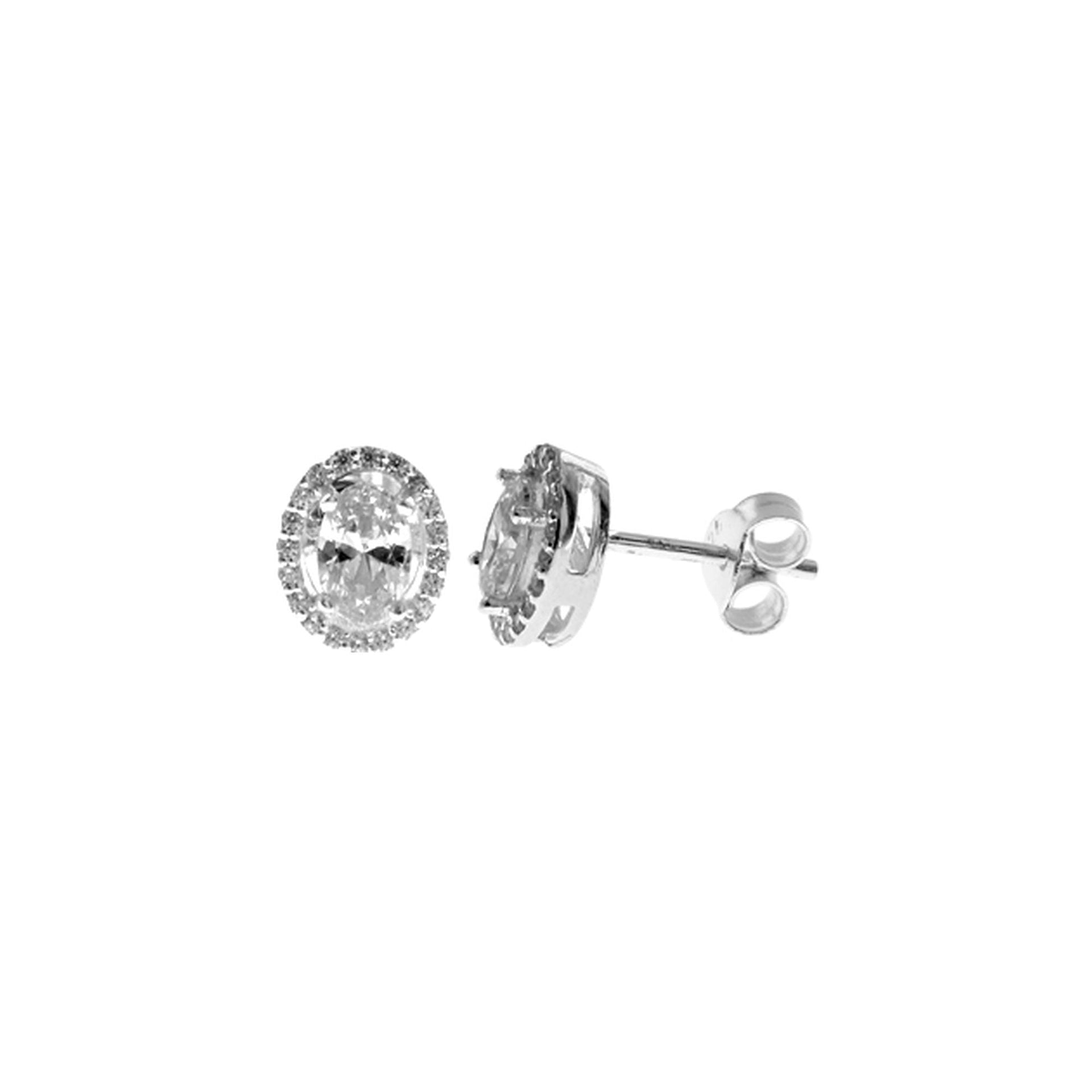 Davina oval claw-set CZ micro set surround studs