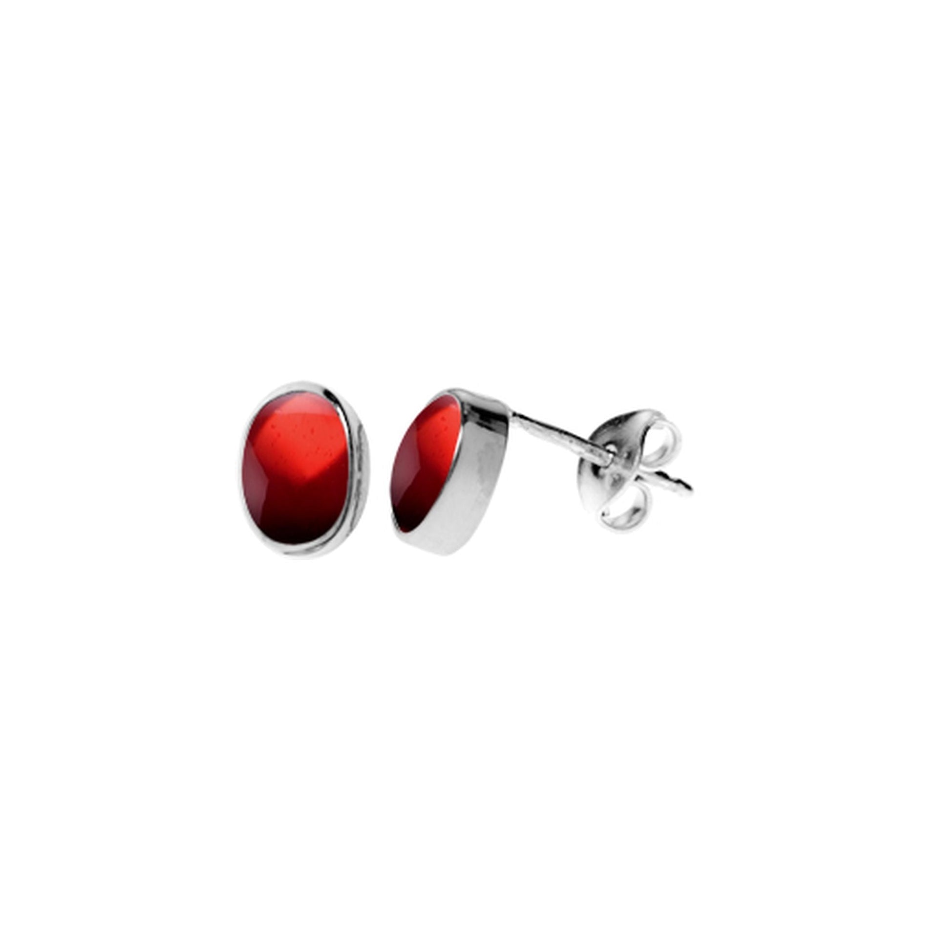 Samira plain oval garnet studs