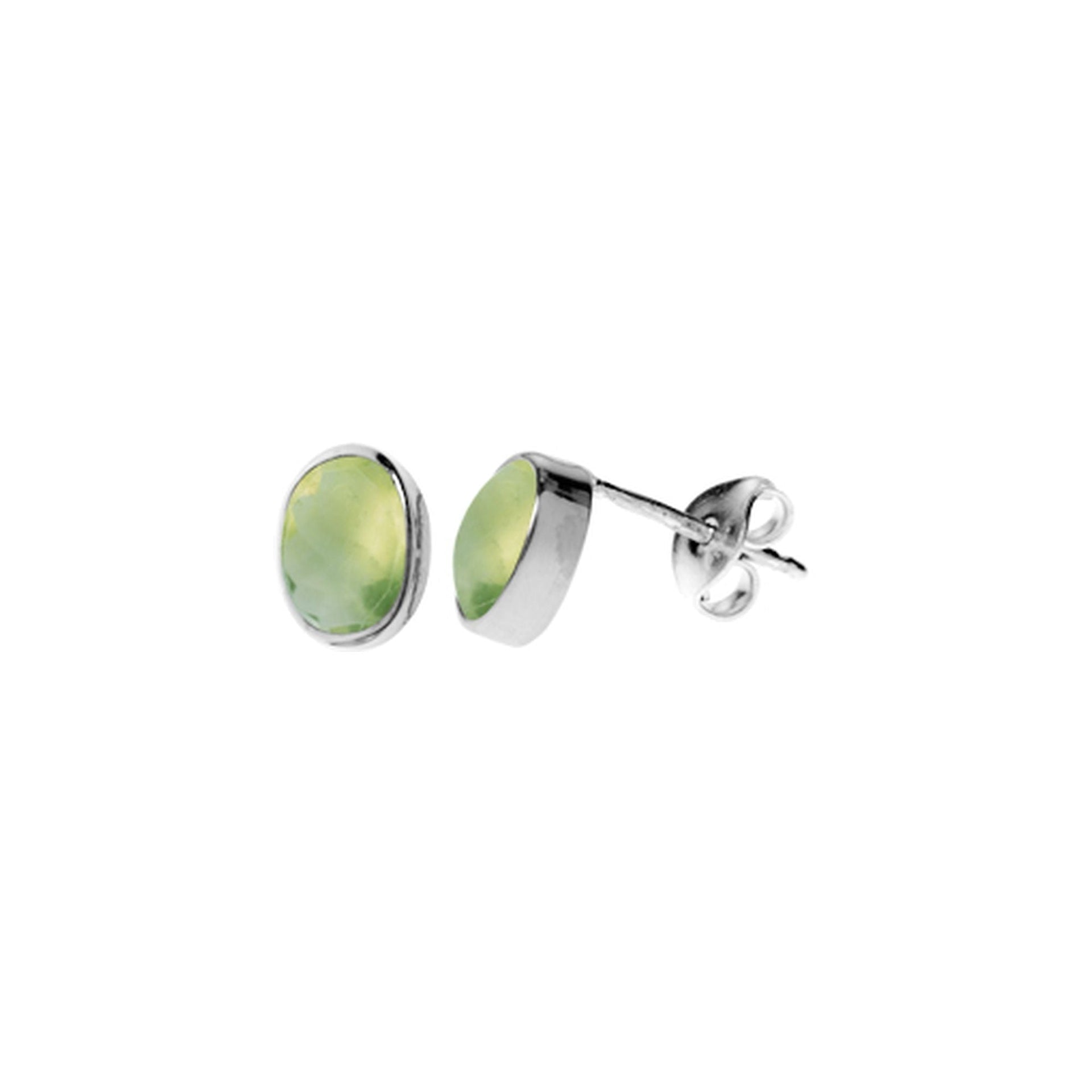 Samira plain oval prehnite studs