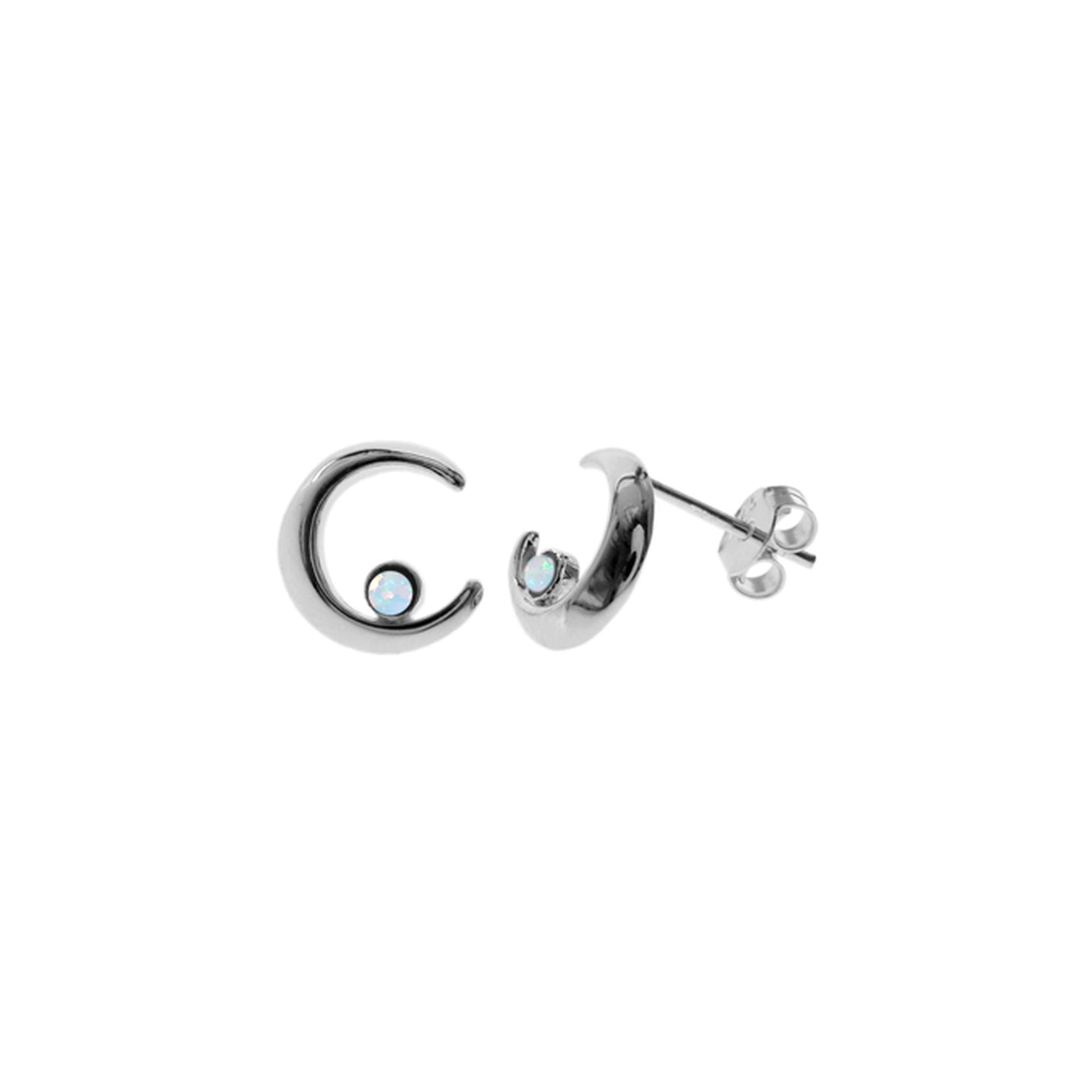 Angelica fine white opalique moon studs