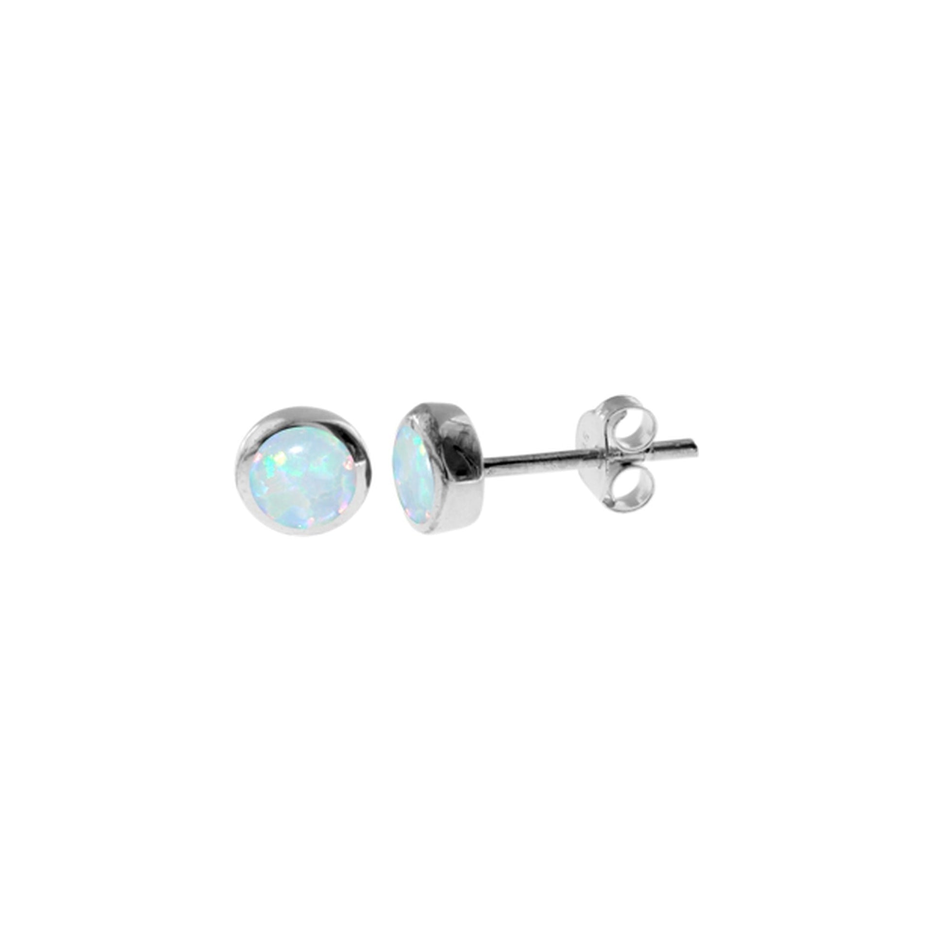 Diana medium round white opalique studs