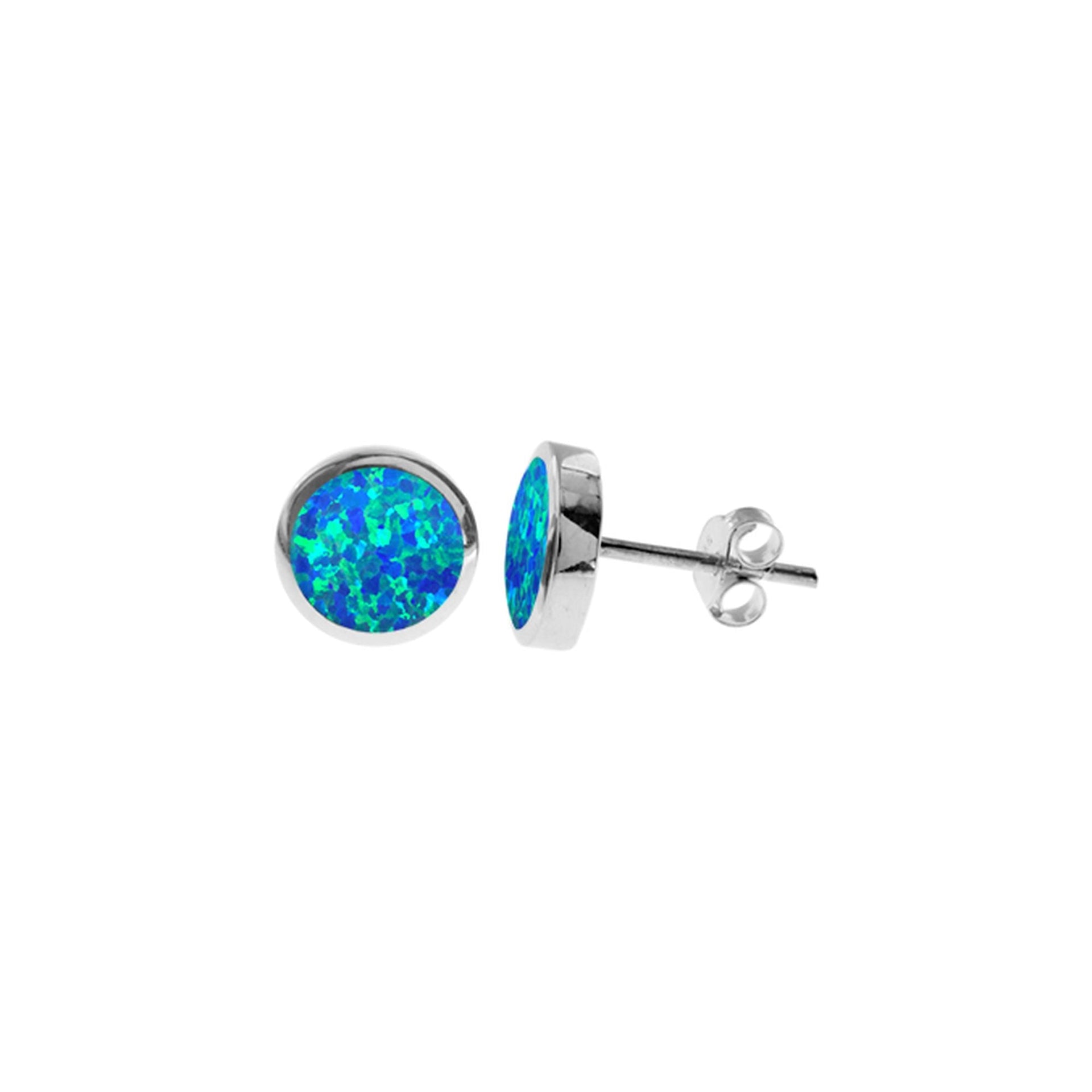 Diana large round blue opalique studs