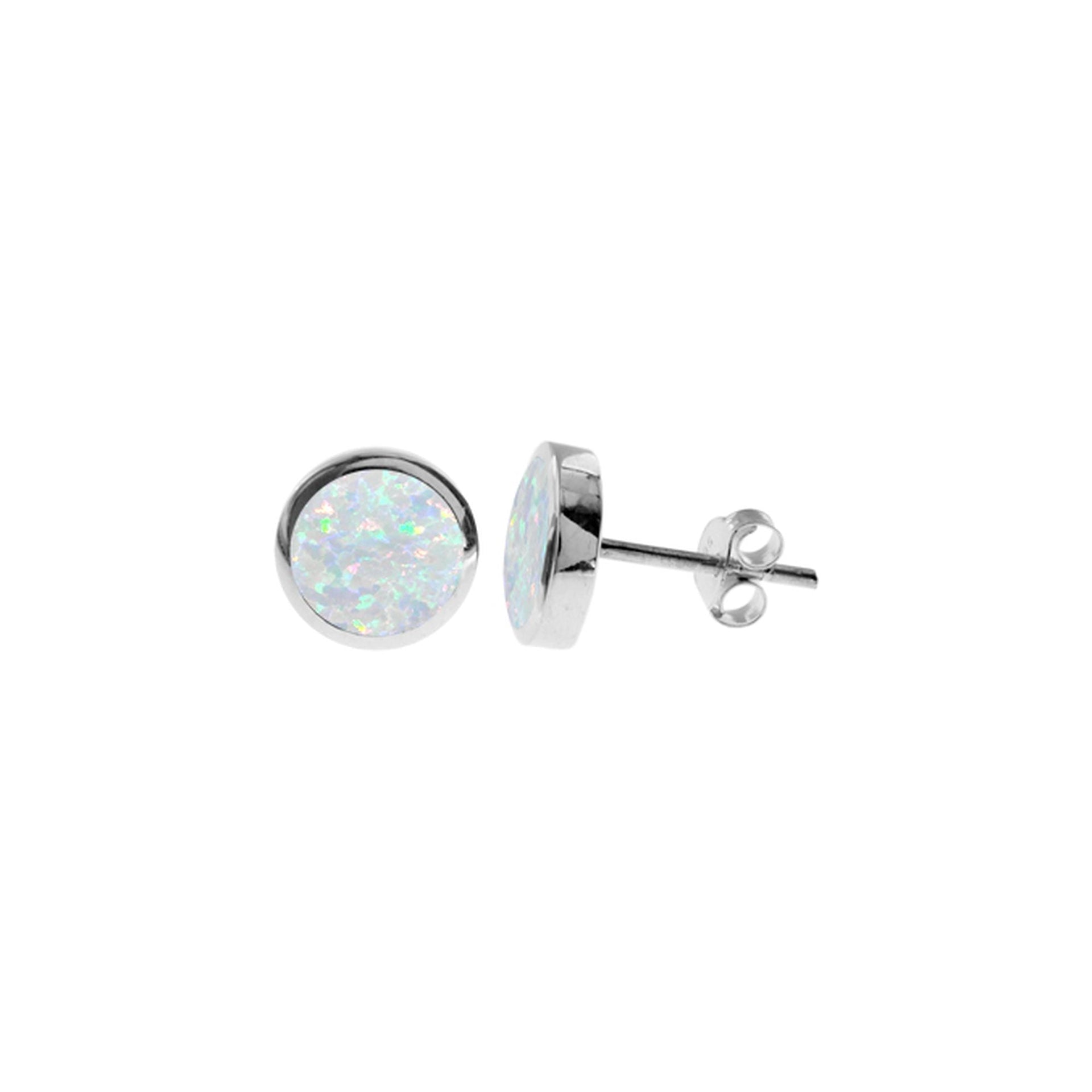 Diana large round white opalique studs
