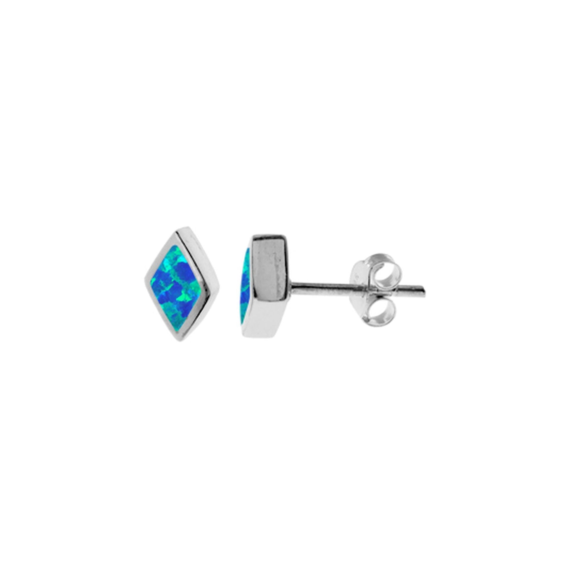 Diana diamond shaped blue opalique studs
