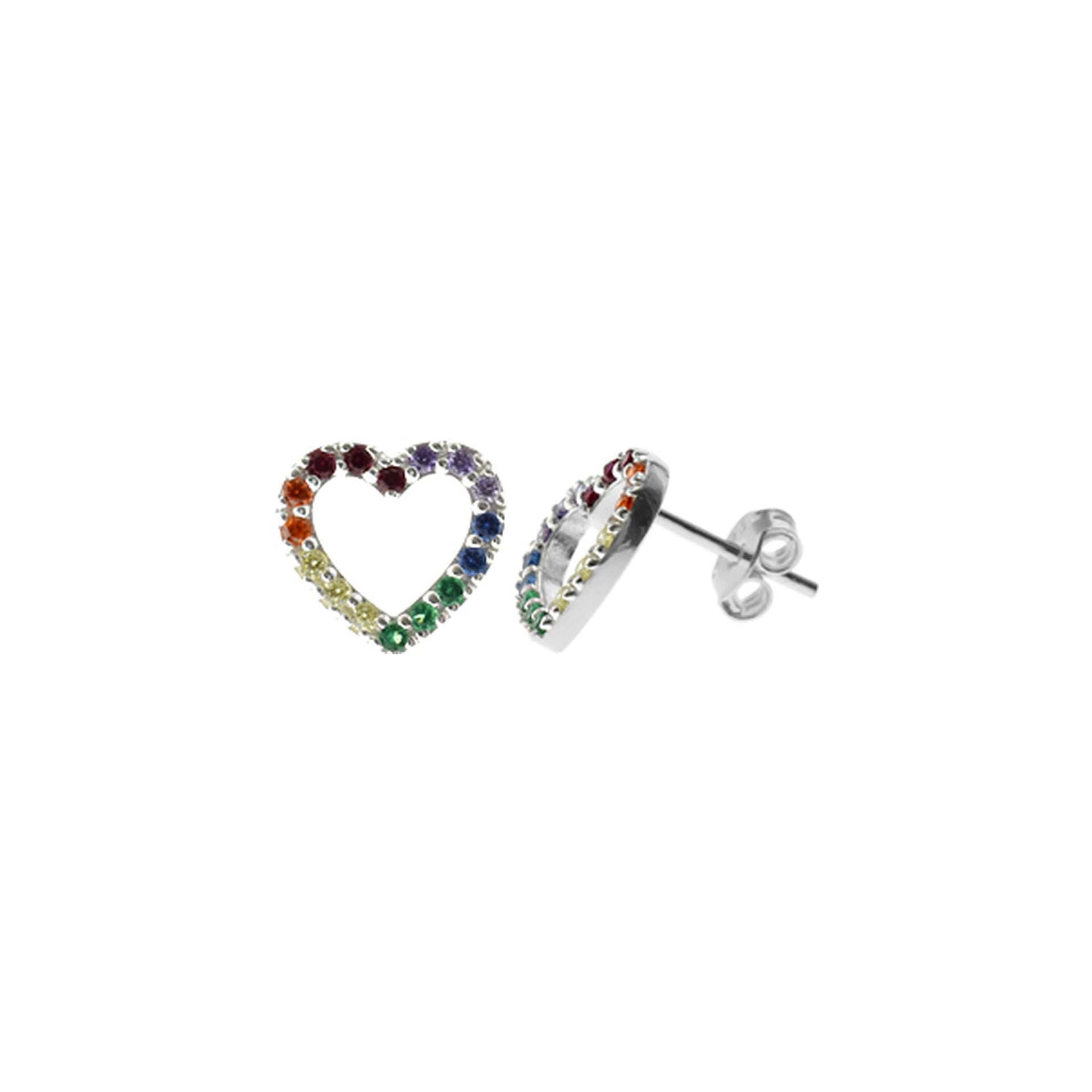 Callista rainbow CZ open heart studs