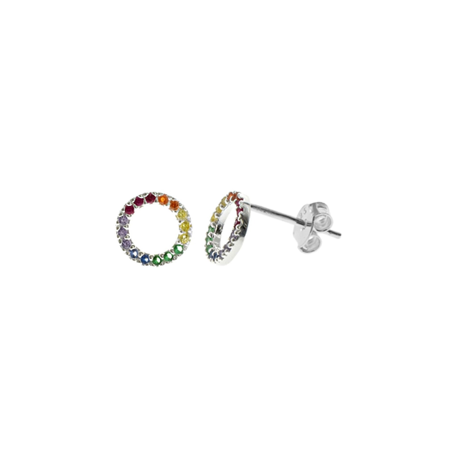 Callista rainbow CZ open circle studs