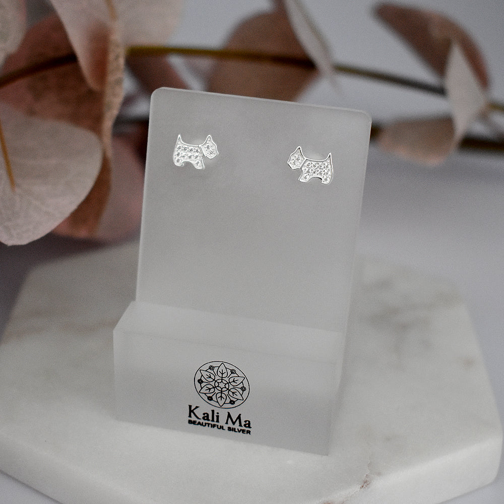 Alianna small scottie dog CZ studs