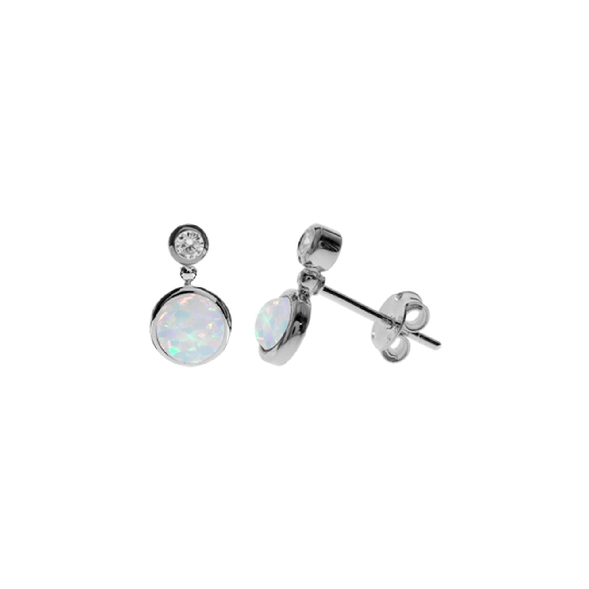 Alexis round white opalique & CZ studs