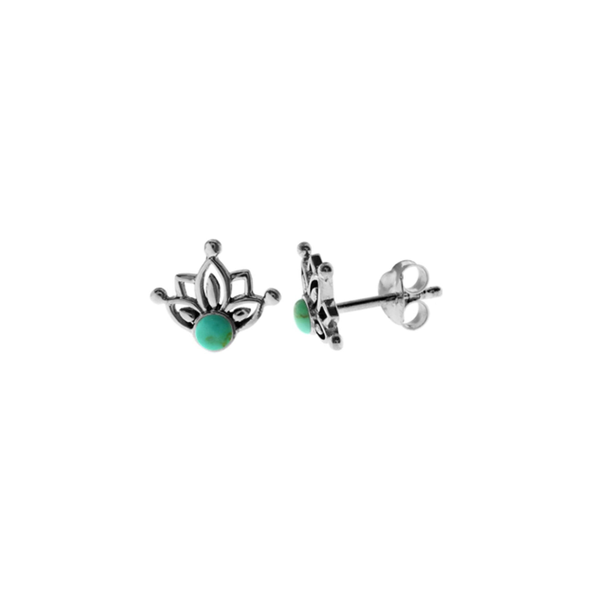 Bronwen turquoise lotus flower studs
