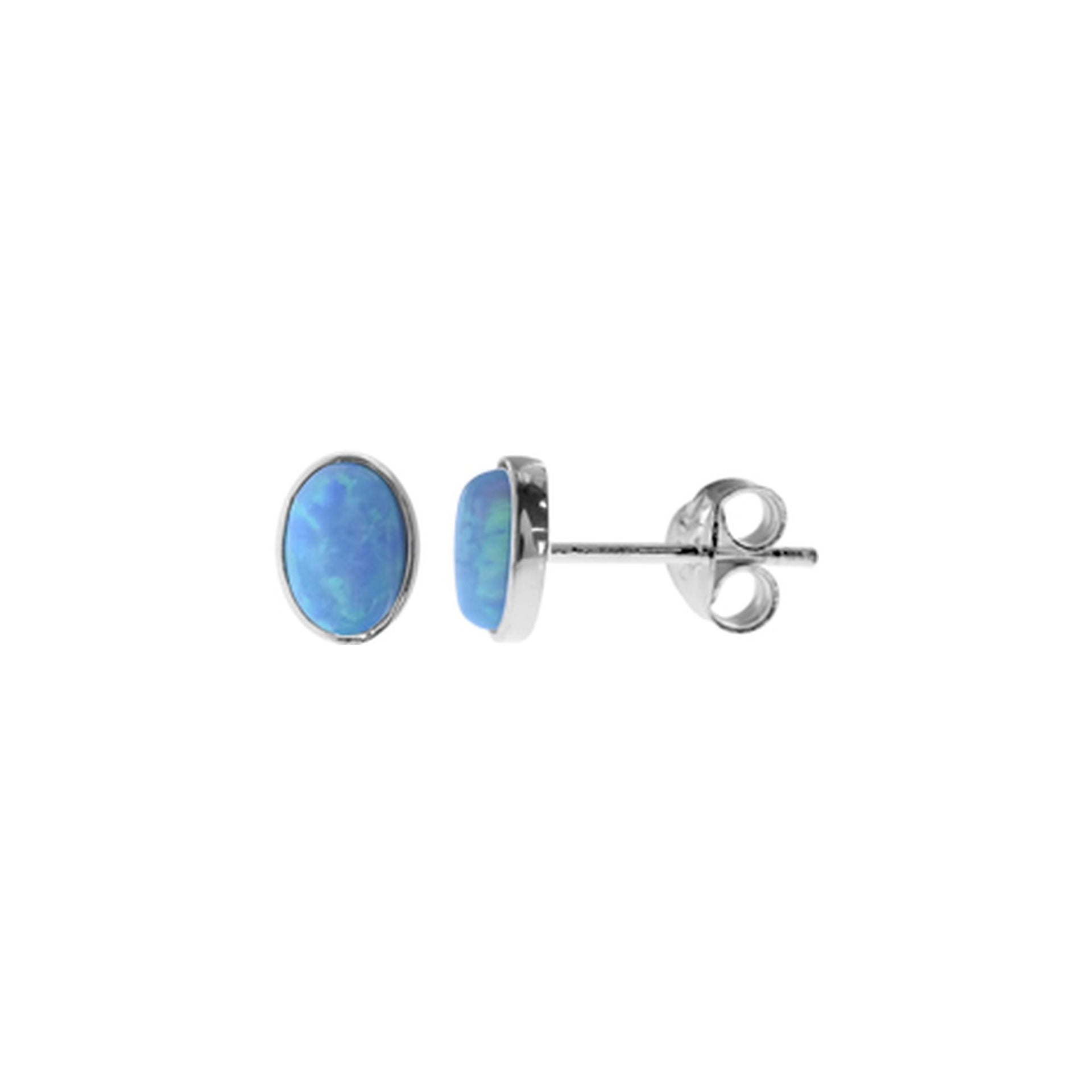Angelica small oval blue opalique studs