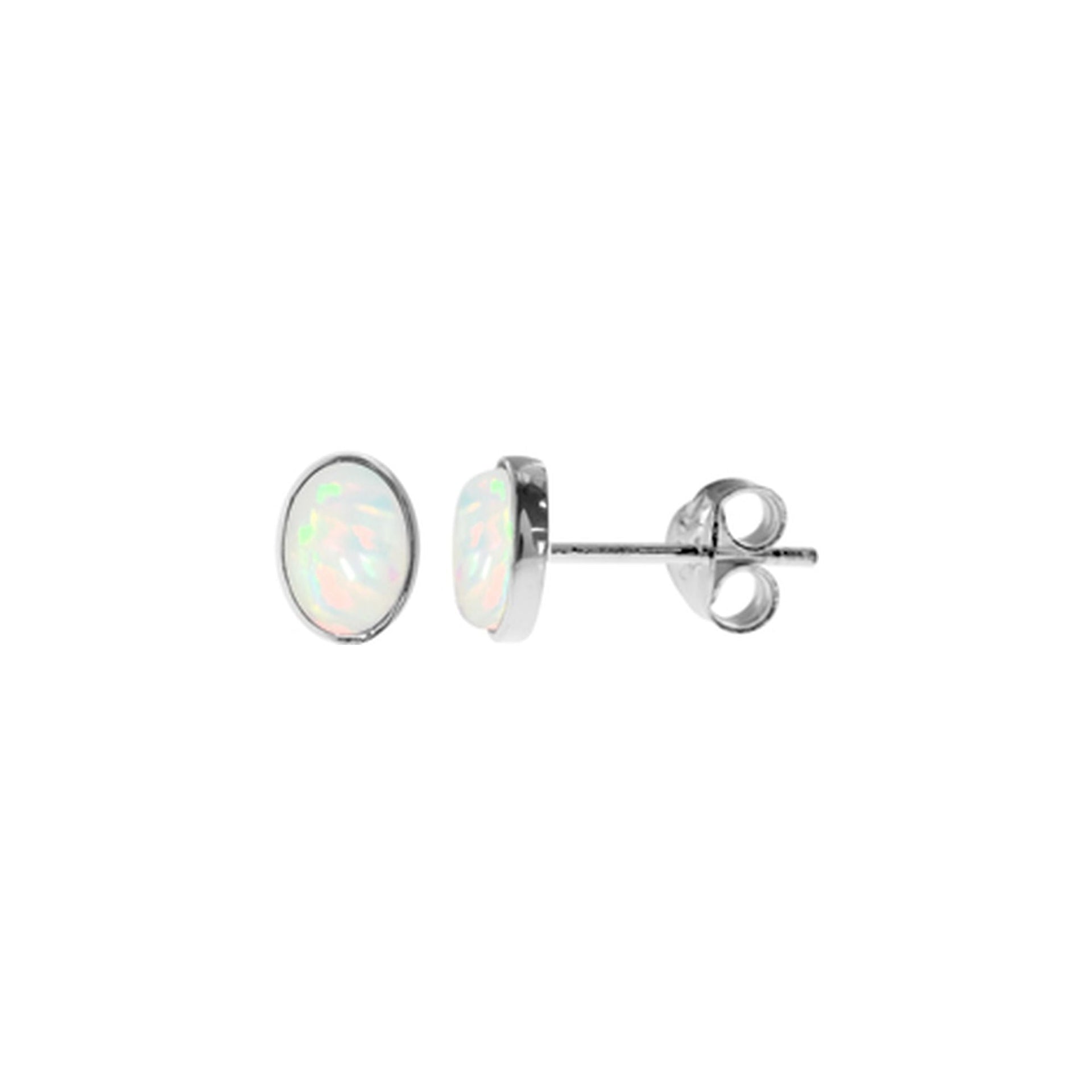 Angelica small oval white opalique studs