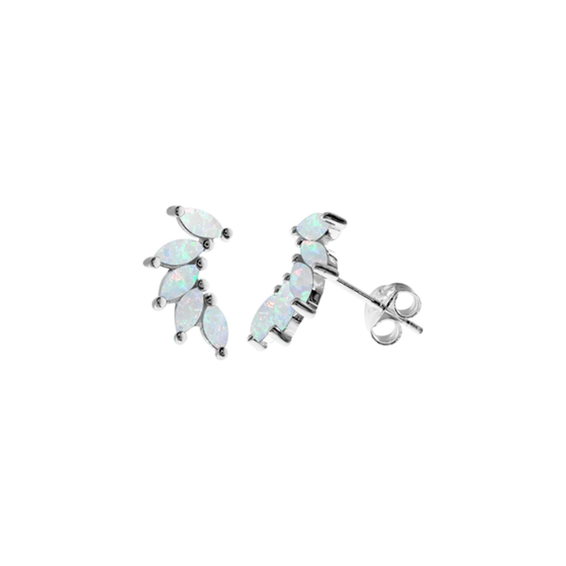Bethan fanned marquis white opalique studs