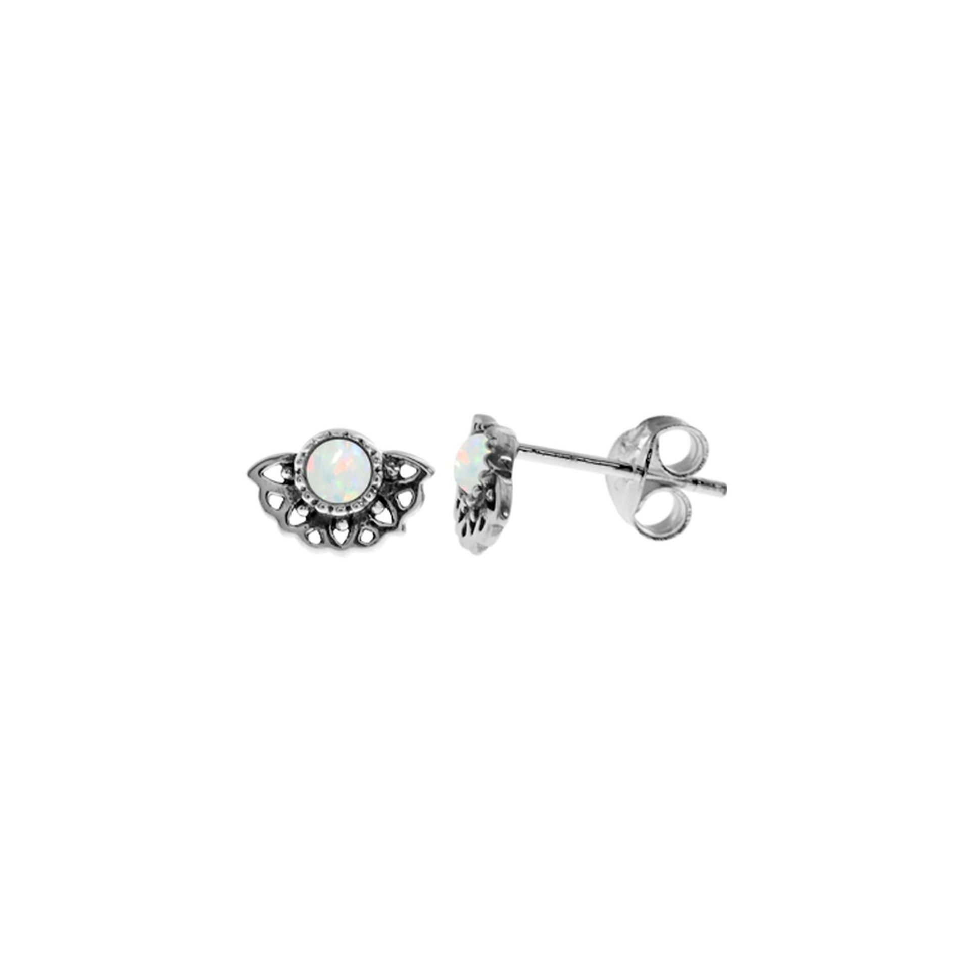 Sabrina round white opalique studs