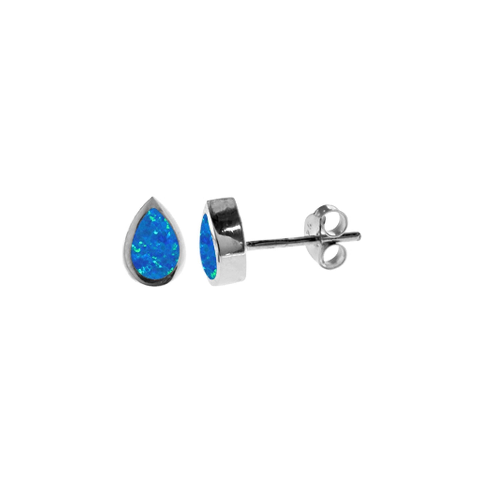 Diana small teardrop blue opalique studs